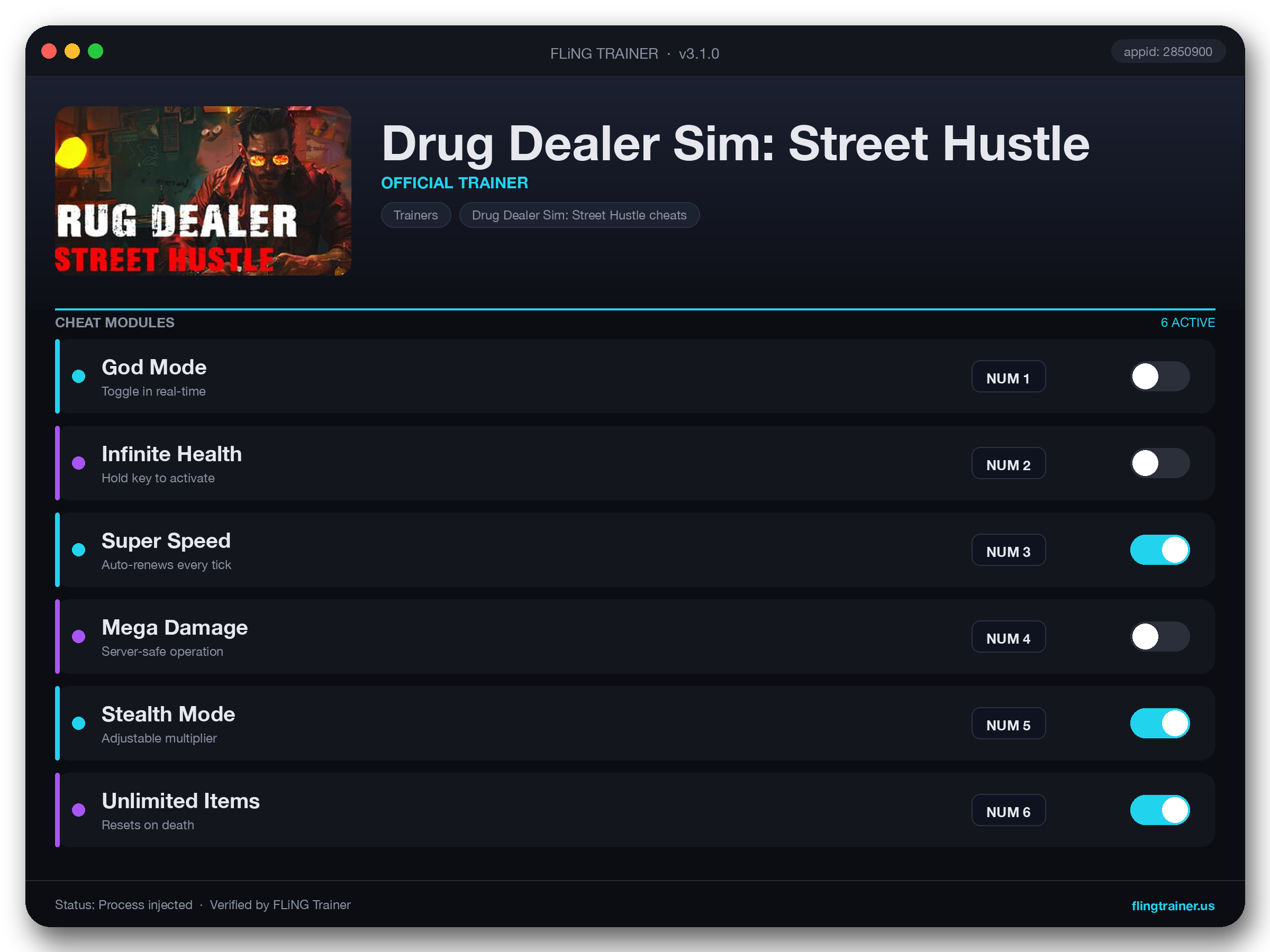 Drug Dealer Sim: Street Hustle Trainer interface