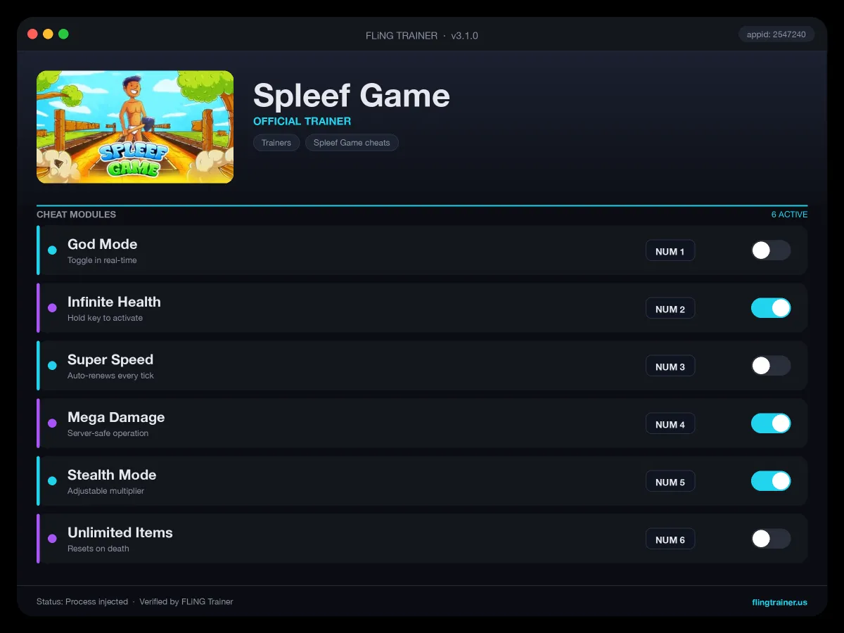Spleef Game Trainer interface