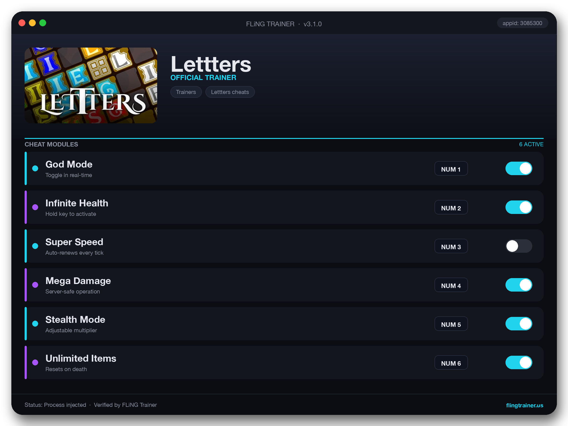 Lettters Trainer interface