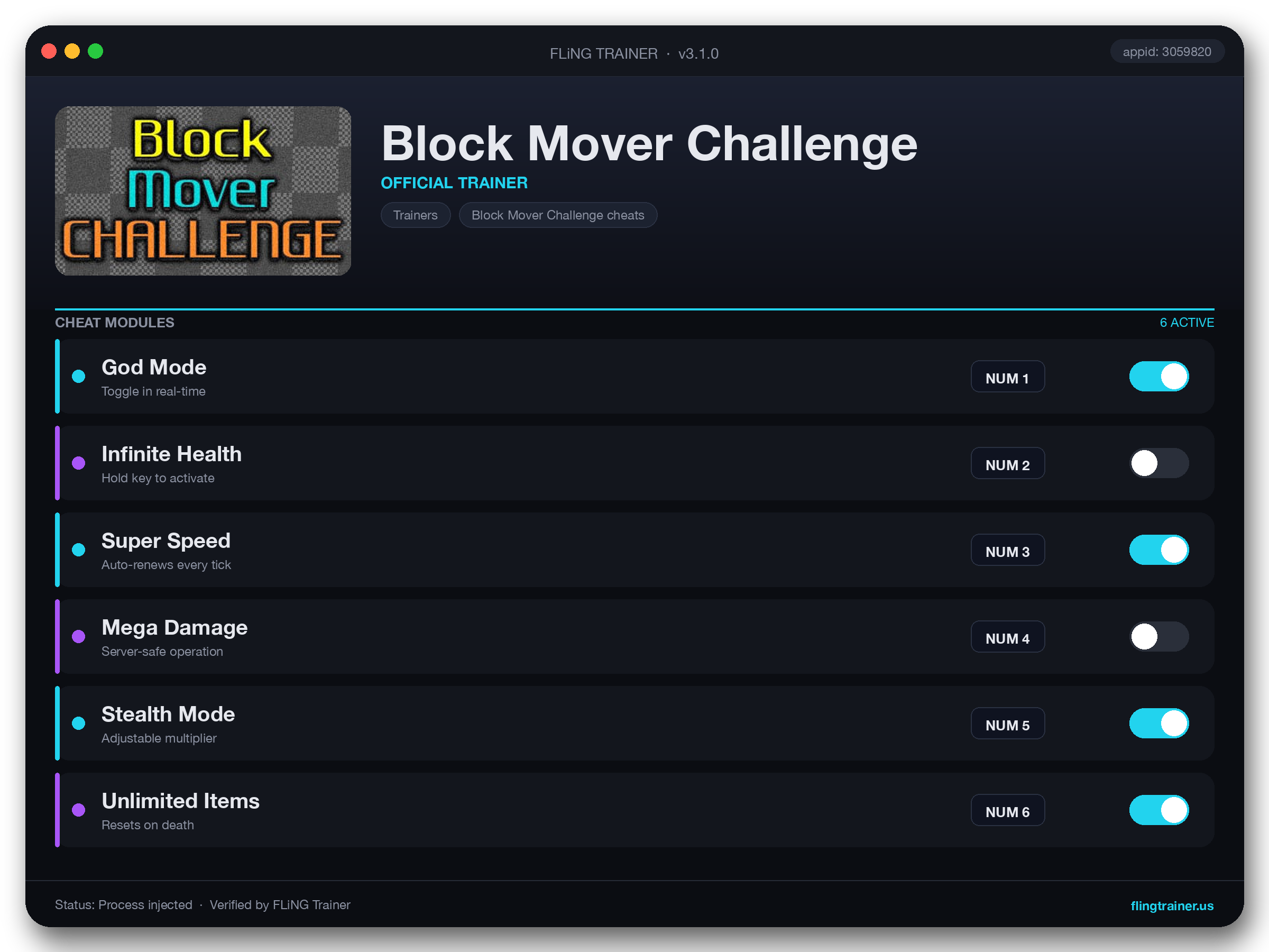 Block Mover Challenge Trainer interface