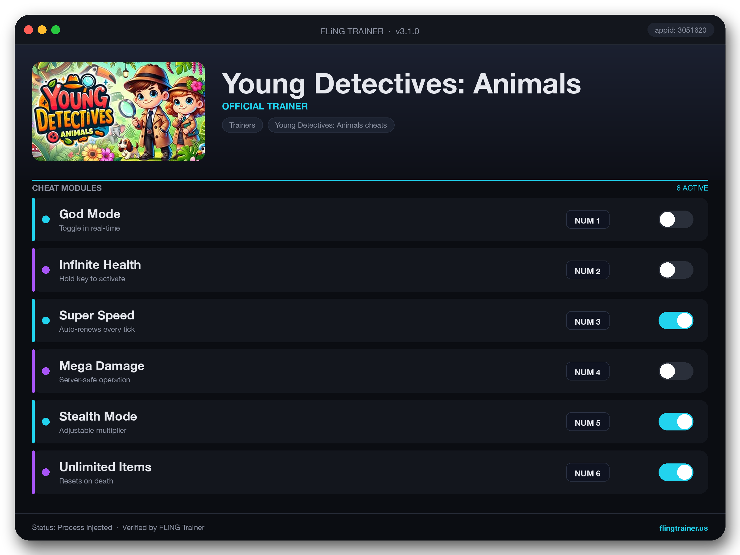Young Detectives: Animals Trainer interface