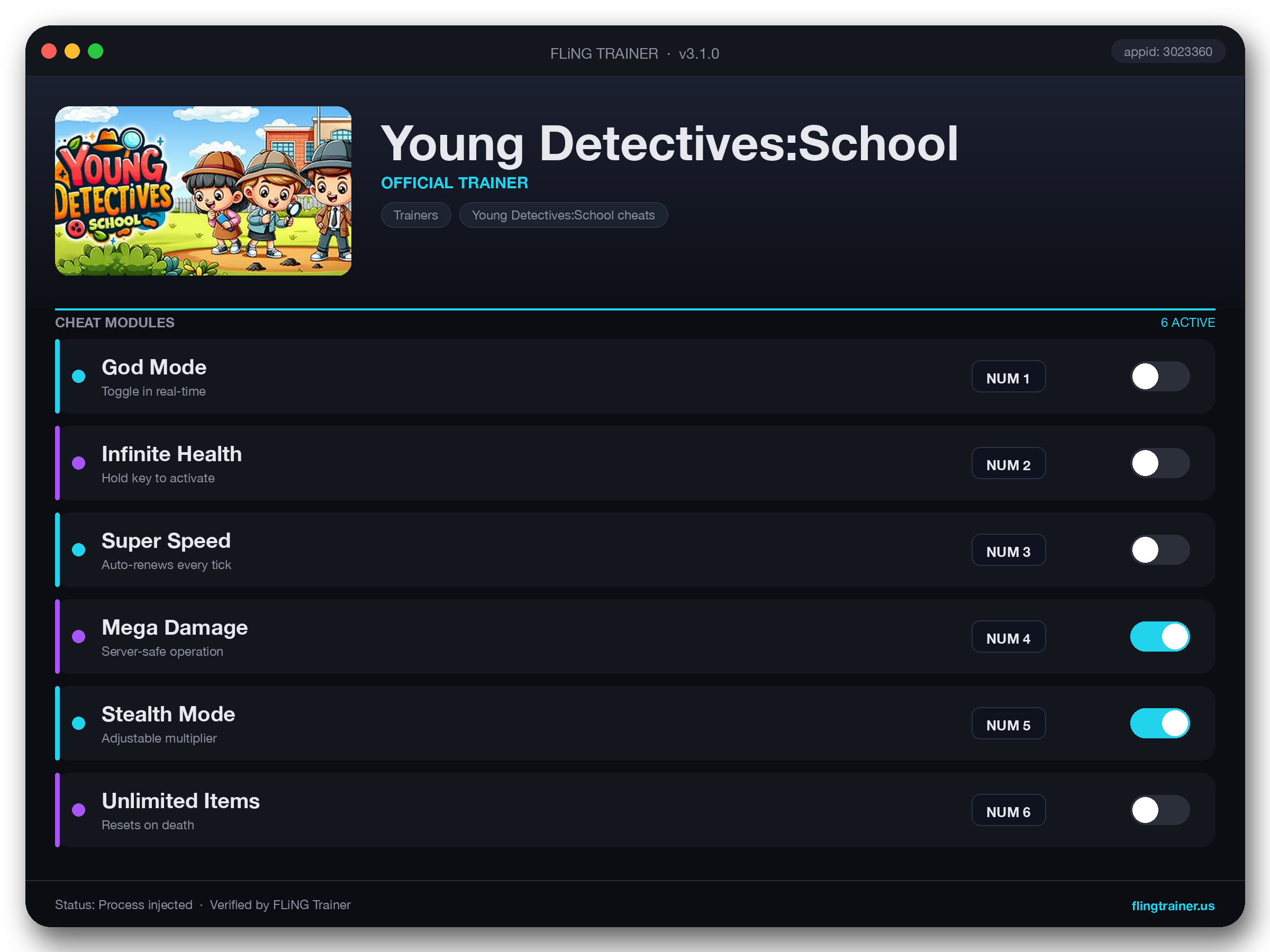 Young Detectives:School Trainer interface