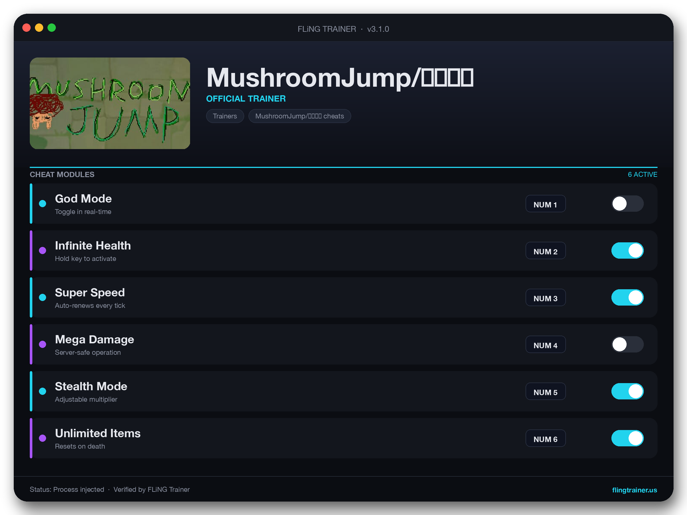 MushroomJump/蘑菇跳跳 Trainer interface