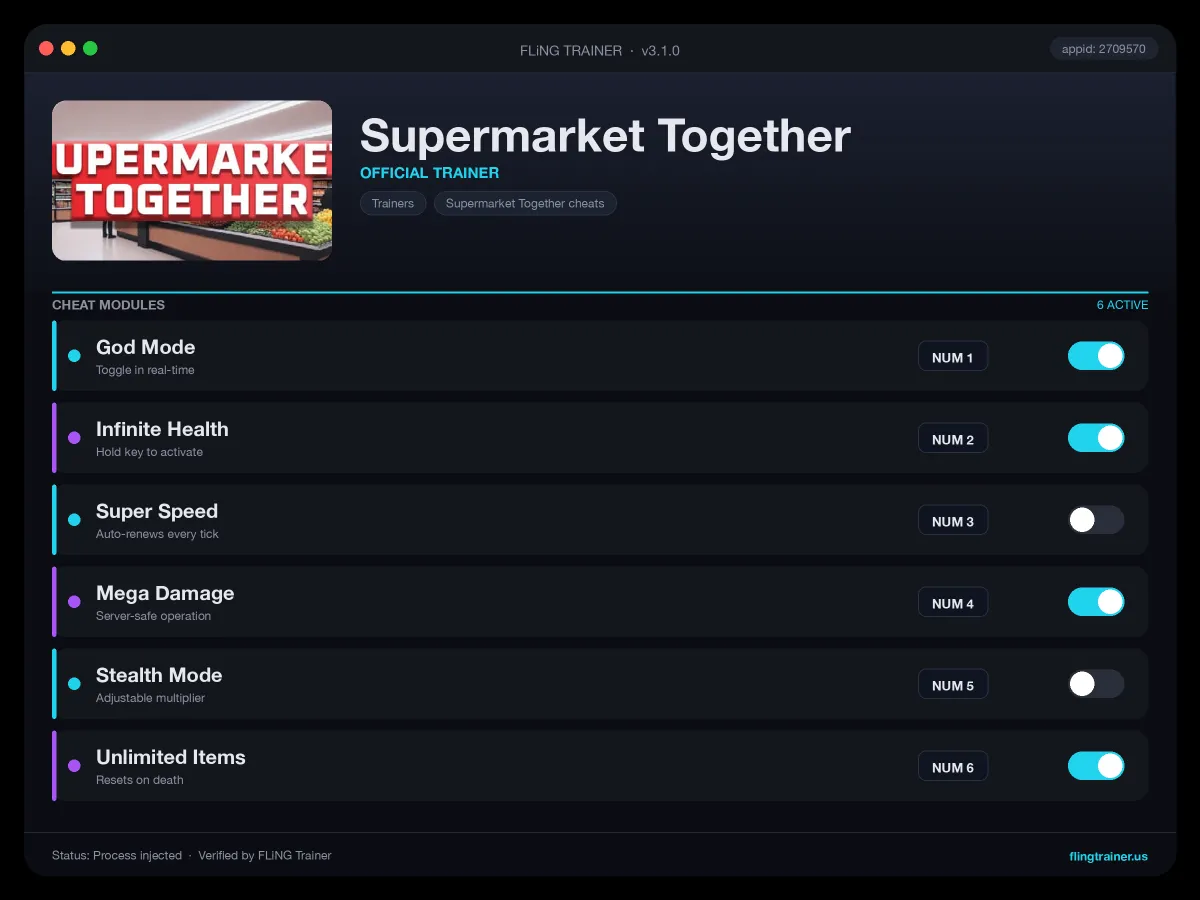 Supermarket Together Trainer interface