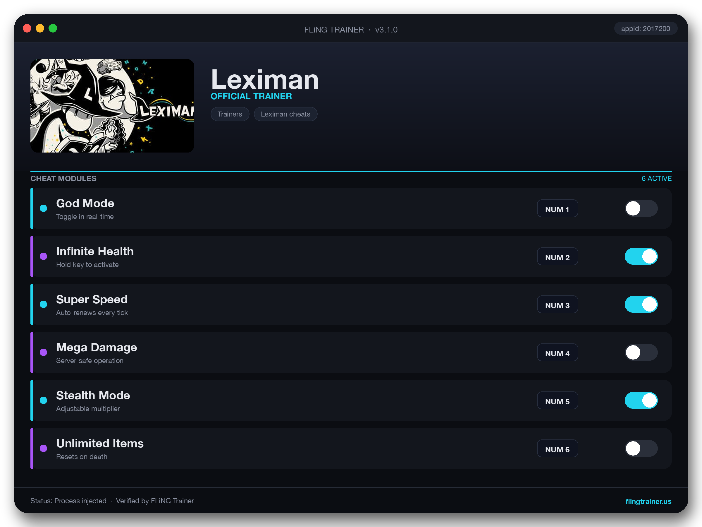 Leximan Trainer interface
