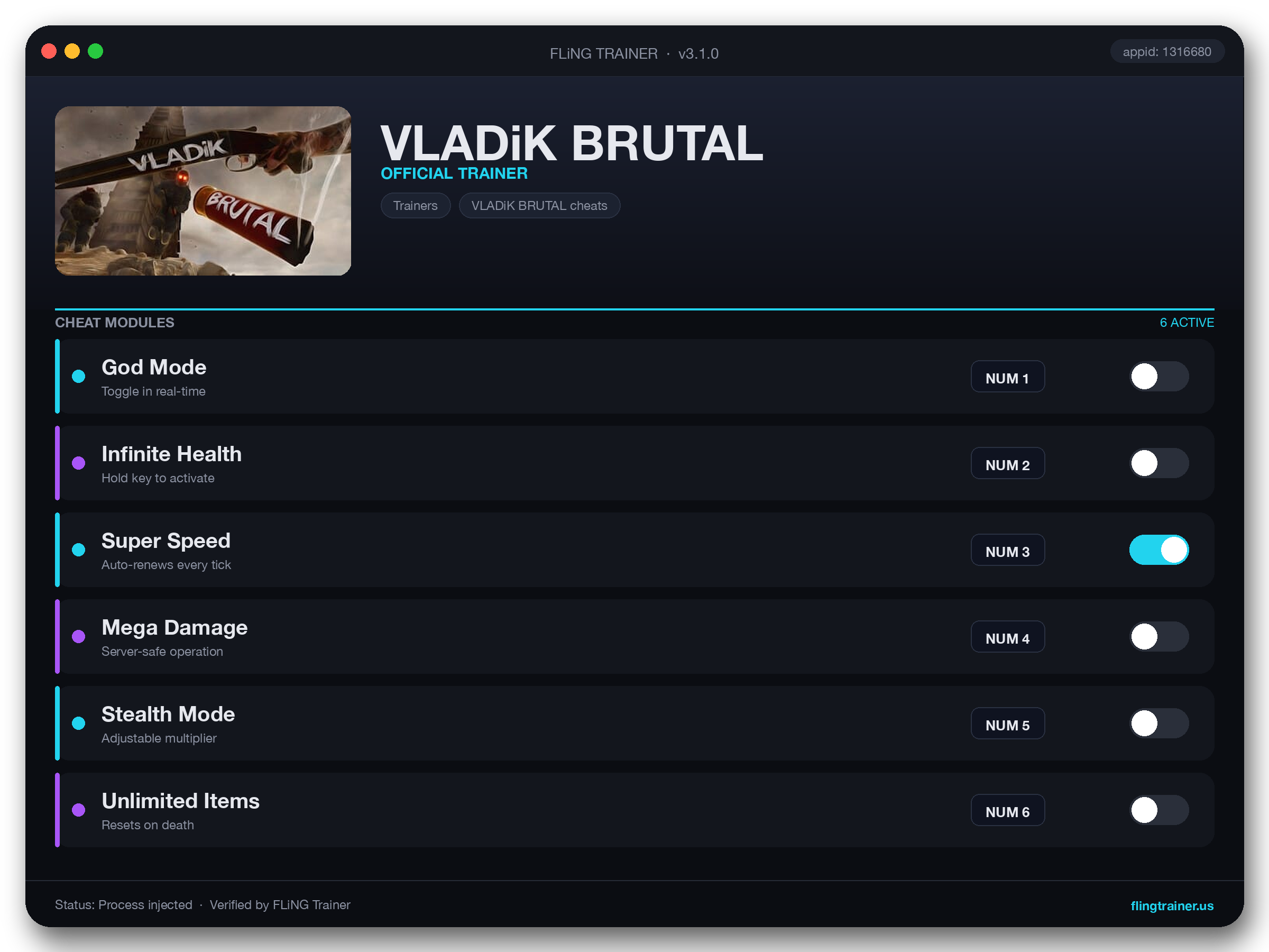 VLADiK BRUTAL Trainer interface