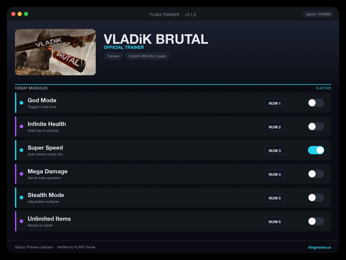 VLADiK BRUTAL Trainer interface