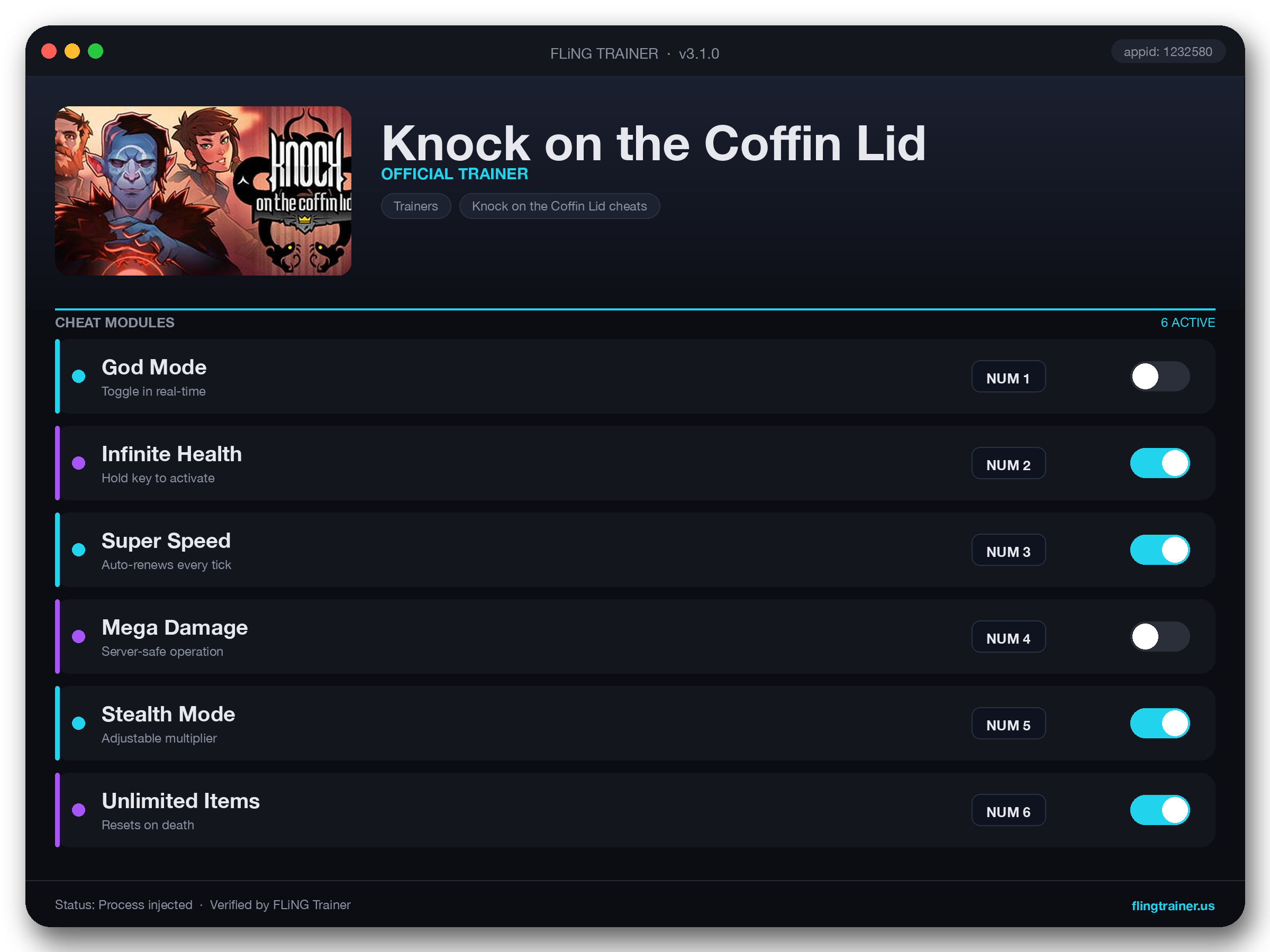Knock on the Coffin Lid Trainer interface