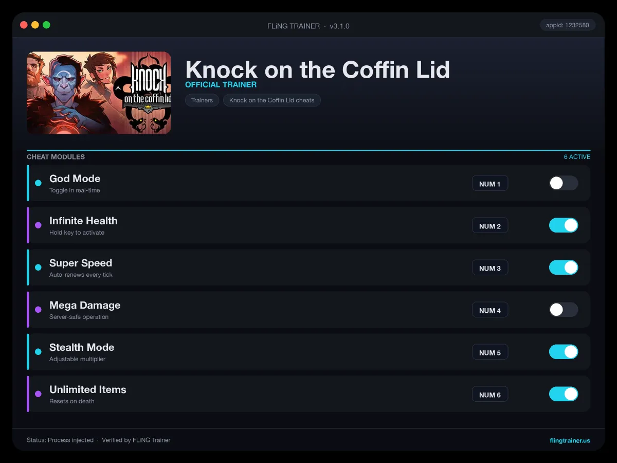 Knock on the Coffin Lid Trainer interface
