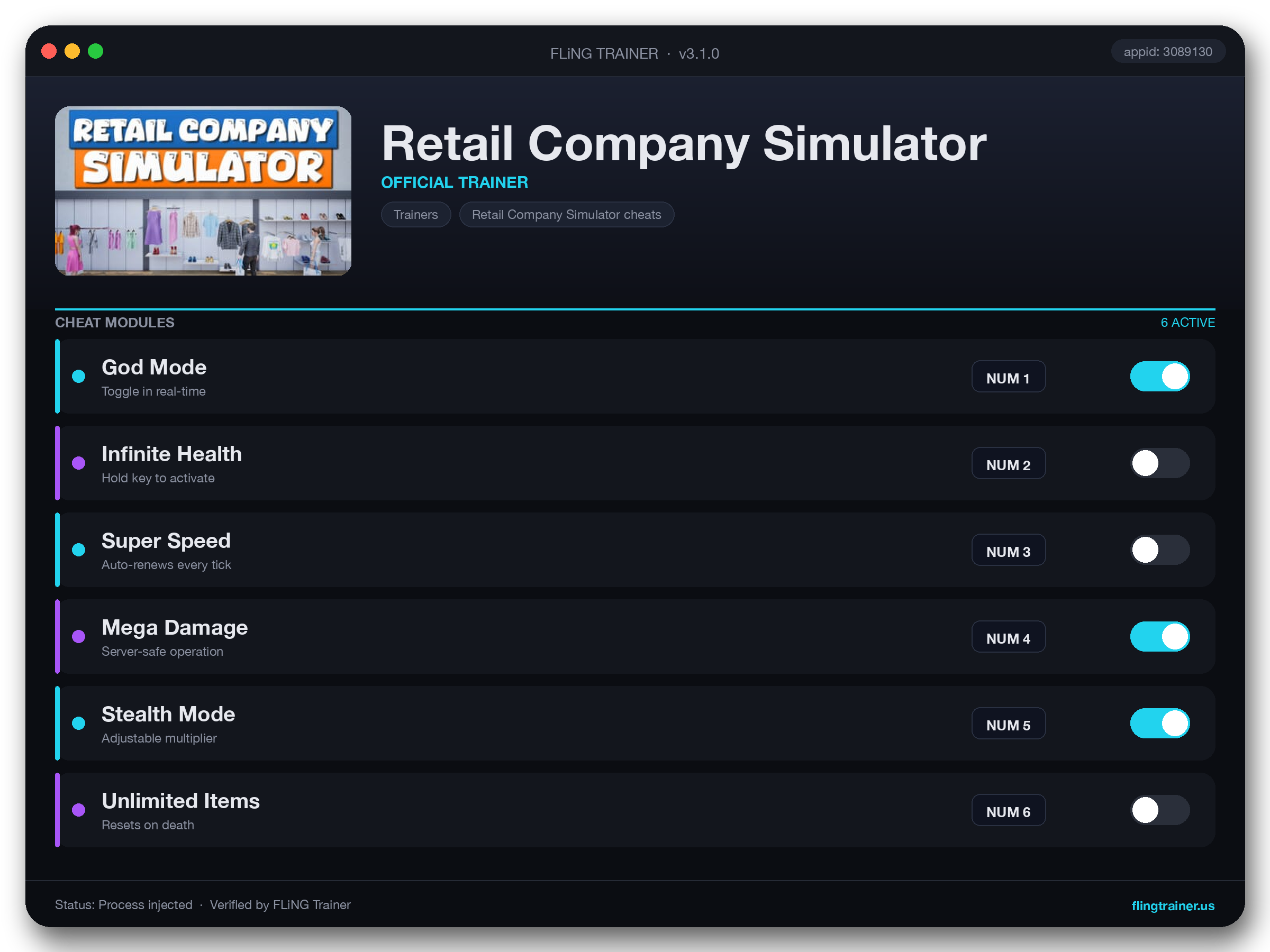 Retail Company Simulator Trainer interface