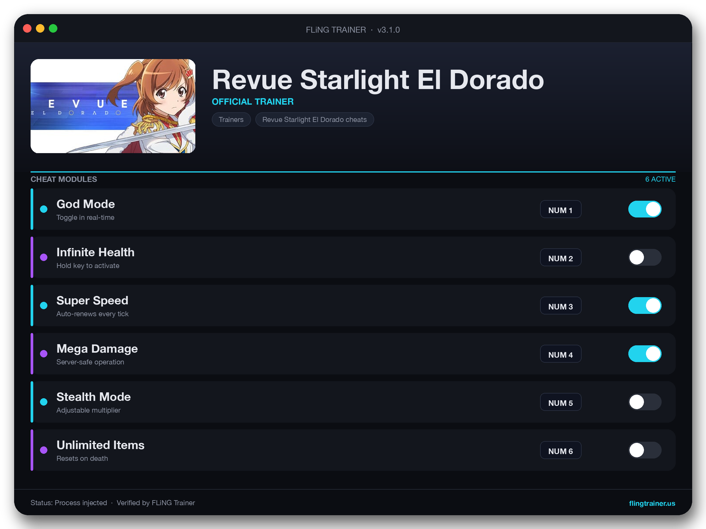 Revue Starlight El Dorado Trainer interface