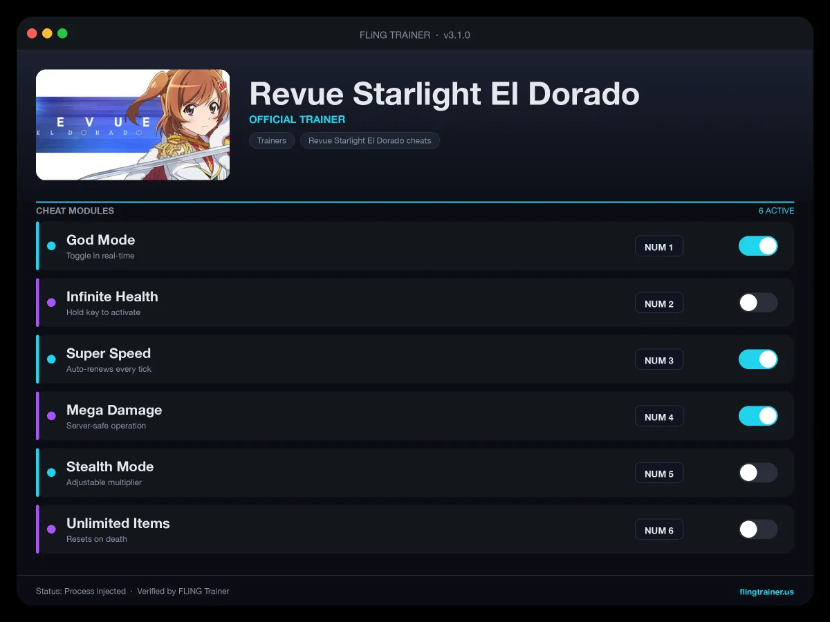 Revue Starlight El Dorado Trainer interface