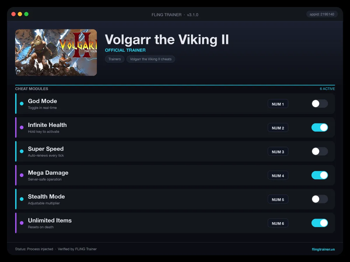 Volgarr the Viking II Trainer interface
