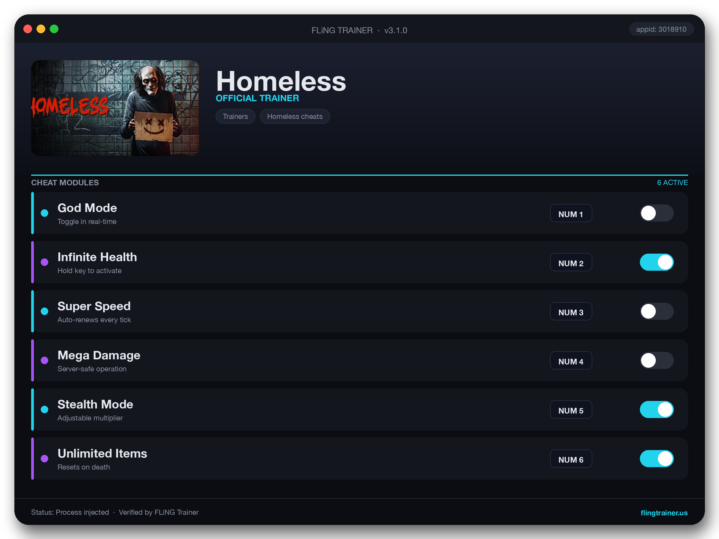 Homeless Trainer interface