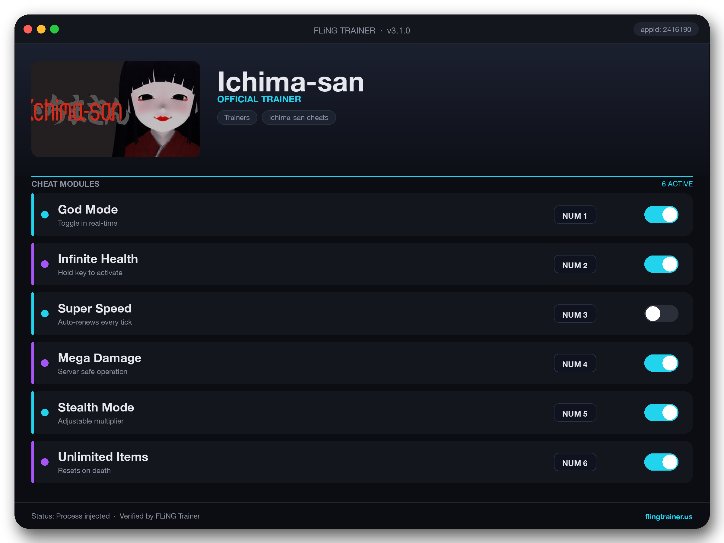 Ichima-san Trainer interface