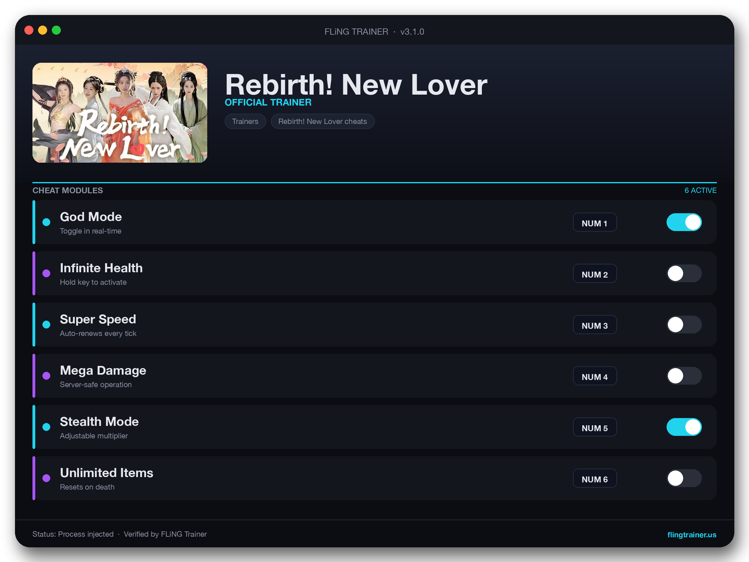 Rebirth! New Lover Trainer interface
