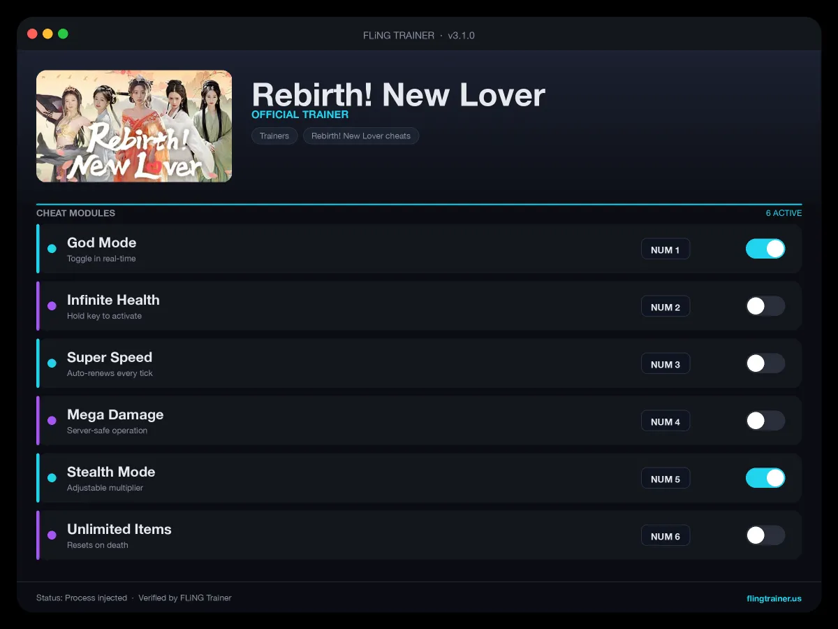 Rebirth! New Lover Trainer interface