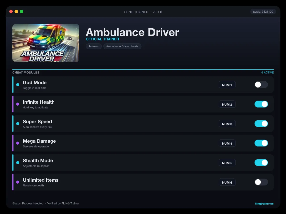 Ambulance Driver Trainer interface