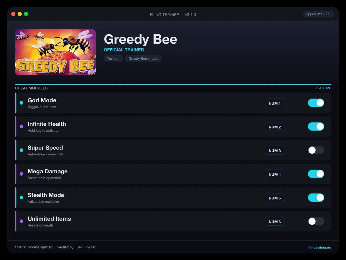 Greedy Bee Trainer interface