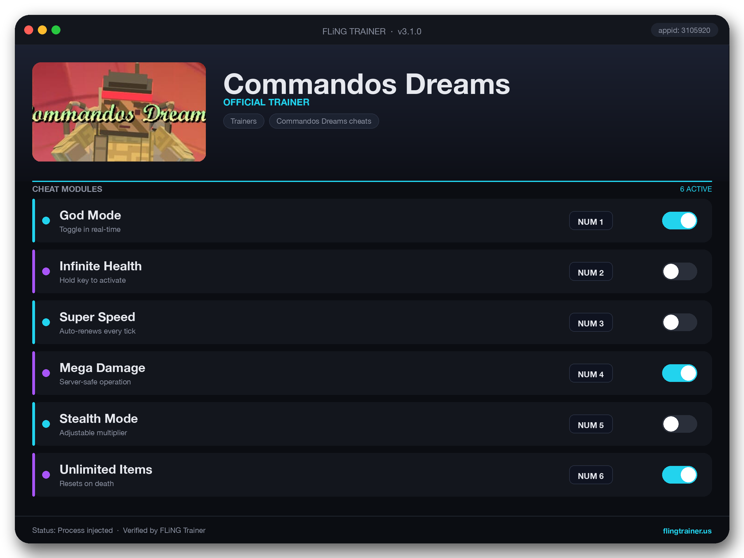 Commandos Dreams Trainer interface