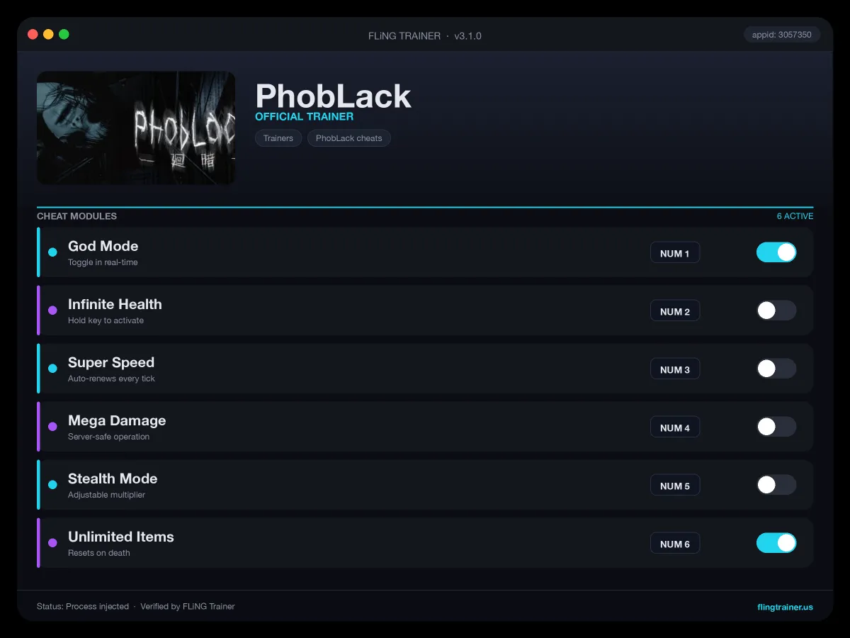 PhobLack Trainer interface