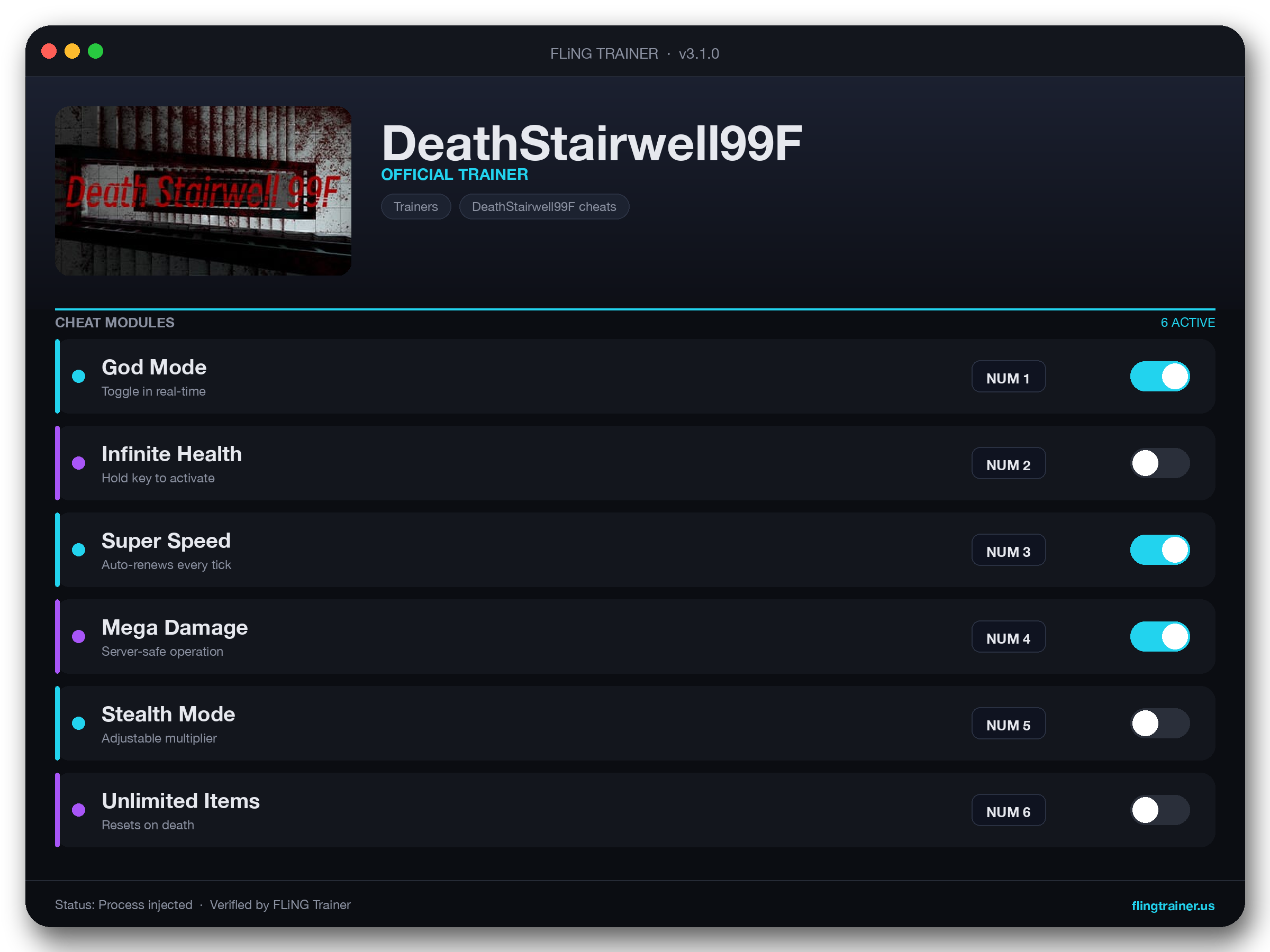 DeathStairwell99F Trainer interface