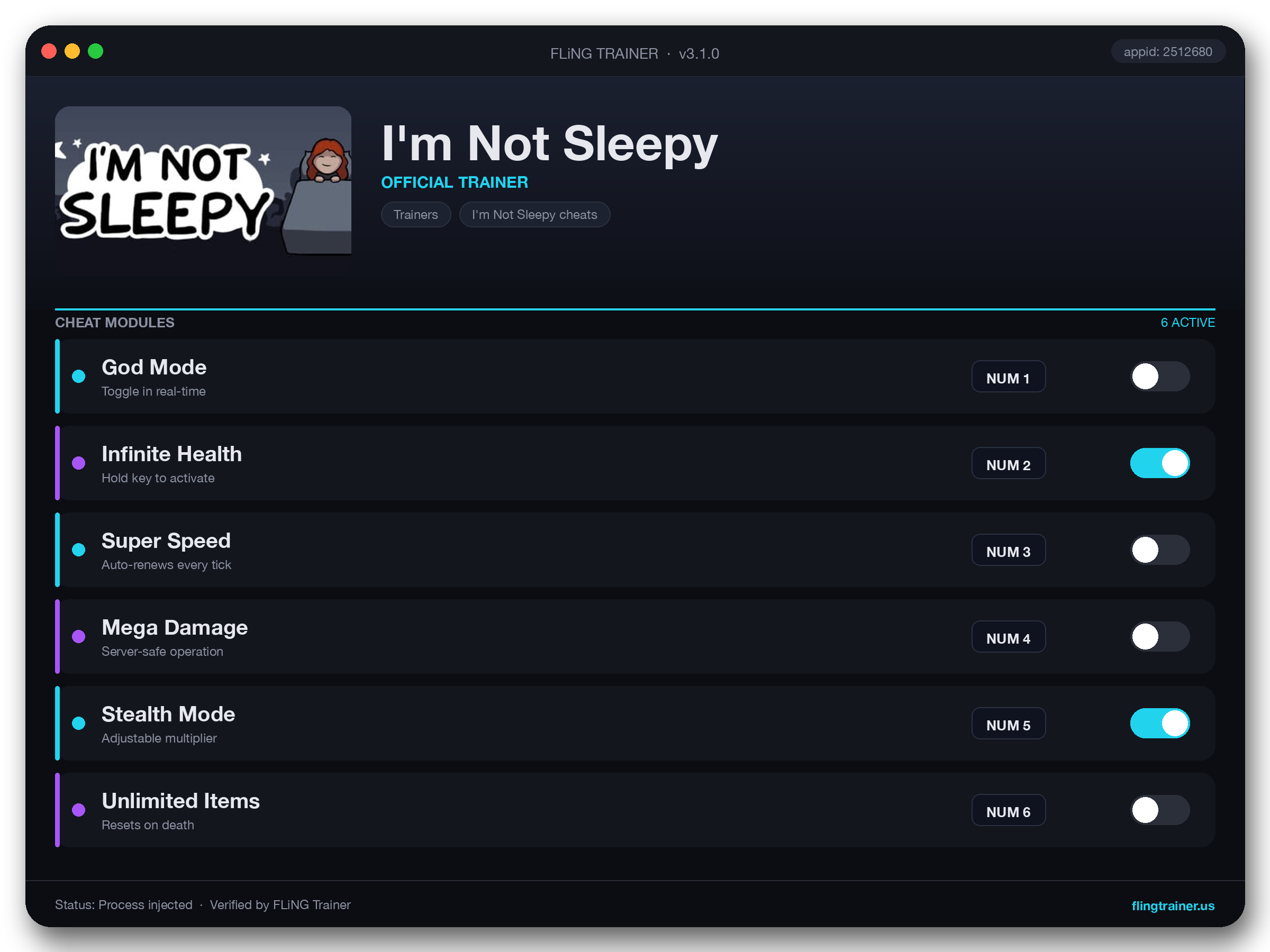 I'm Not Sleepy Trainer interface