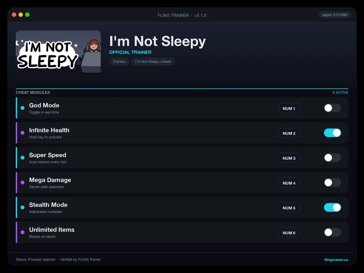 I'm Not Sleepy Trainer interface