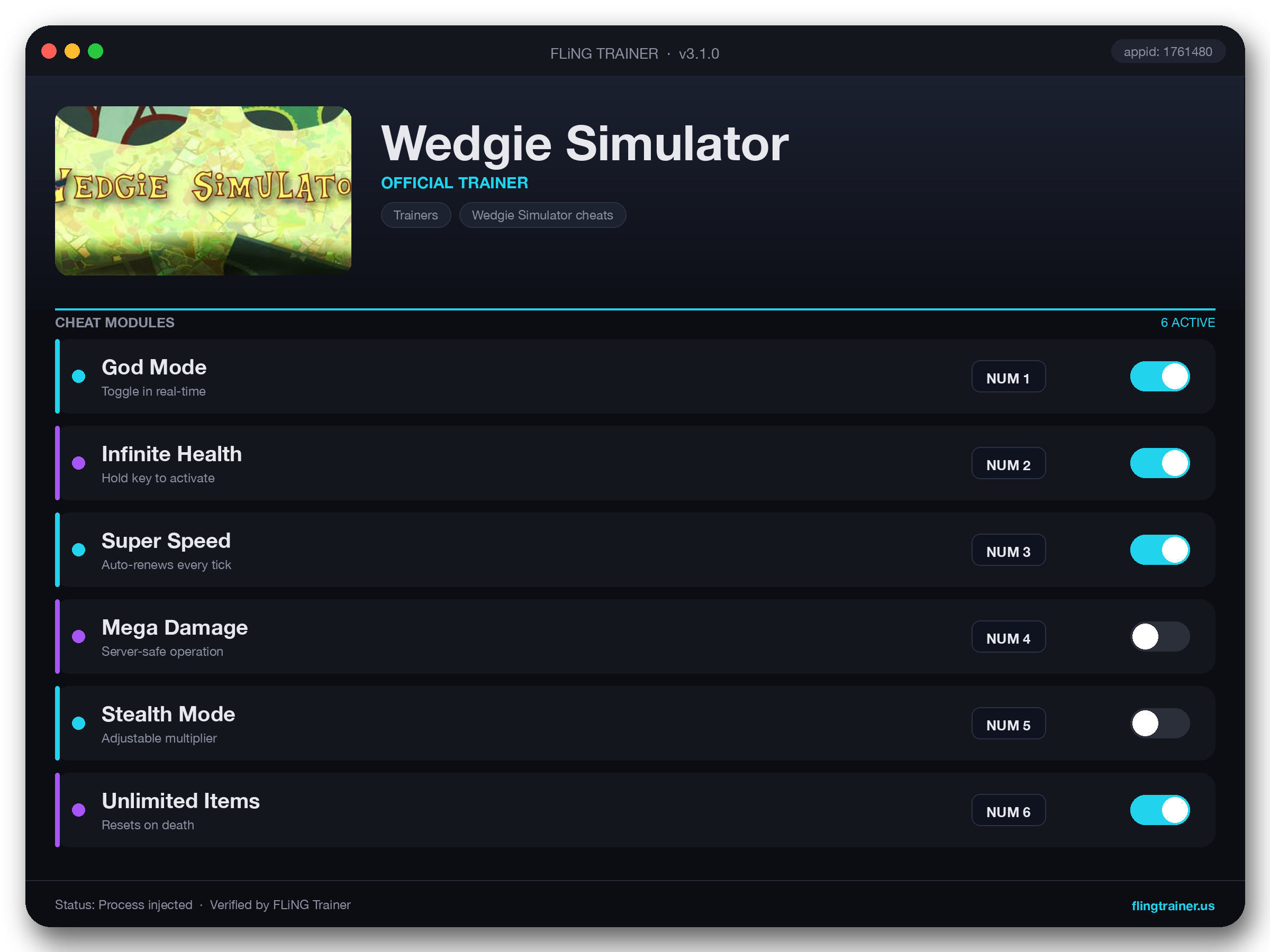 Wedgie Simulator Trainer interface