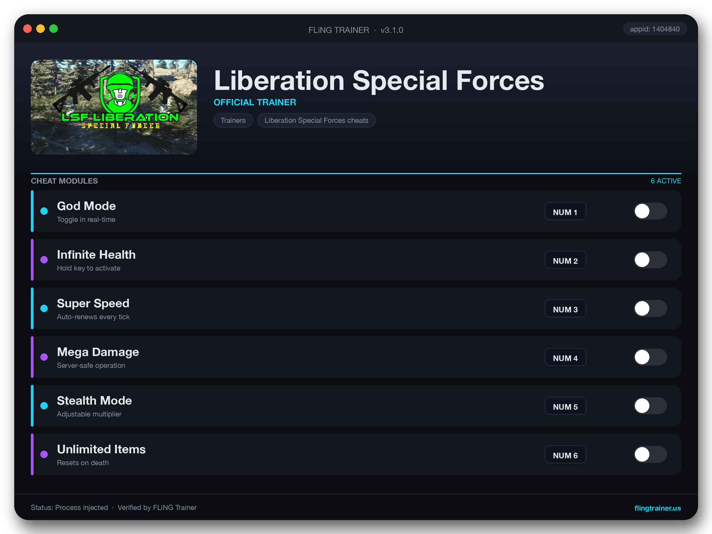 Liberation Special Forces Trainer interface