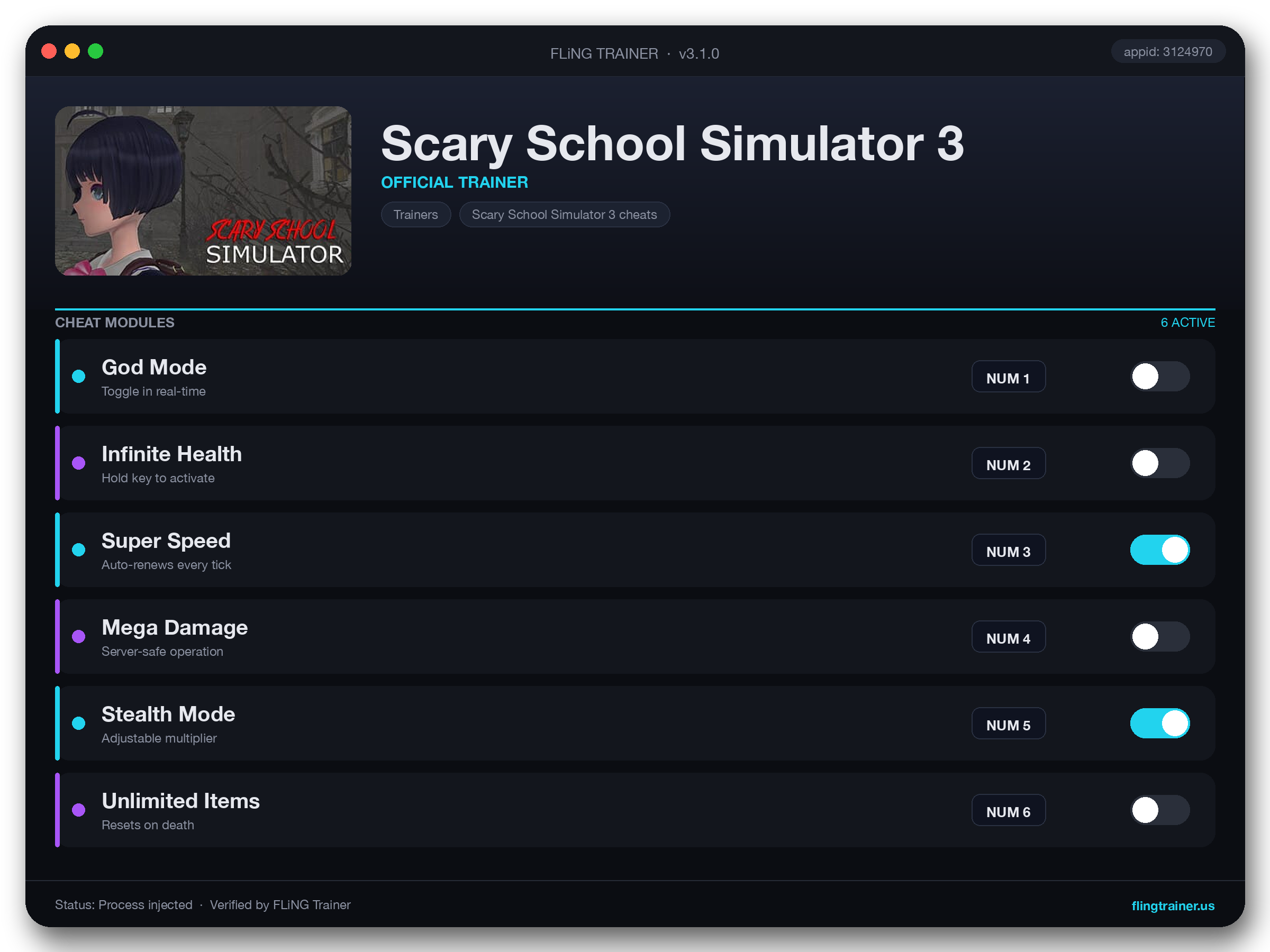 Scary School Simulator 3 Trainer interface