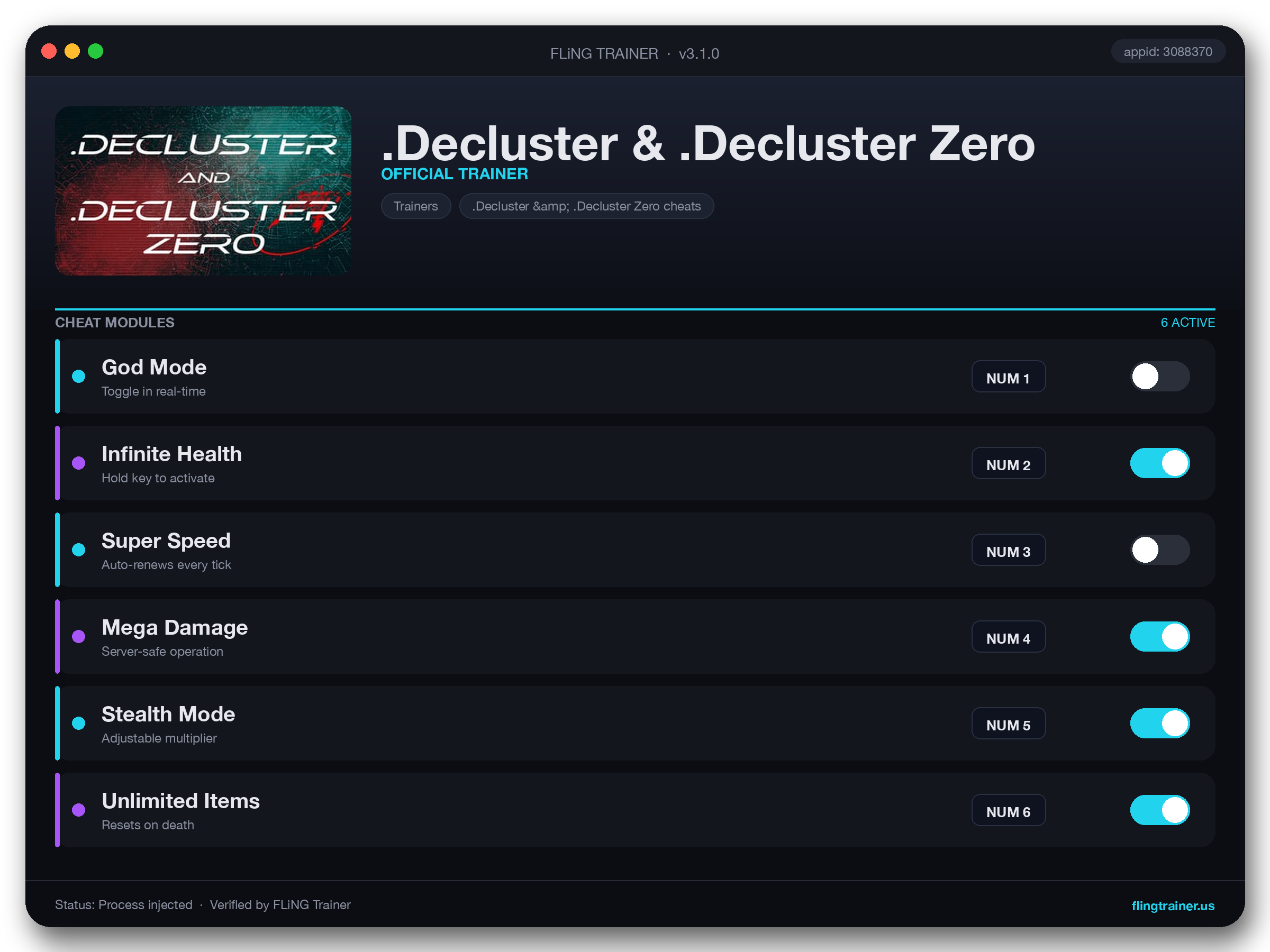 .Decluster & .Decluster Zero Trainer interface