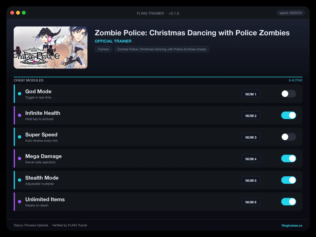 Zombie Police: Christmas Dancing with Police Zombies Trainer interface