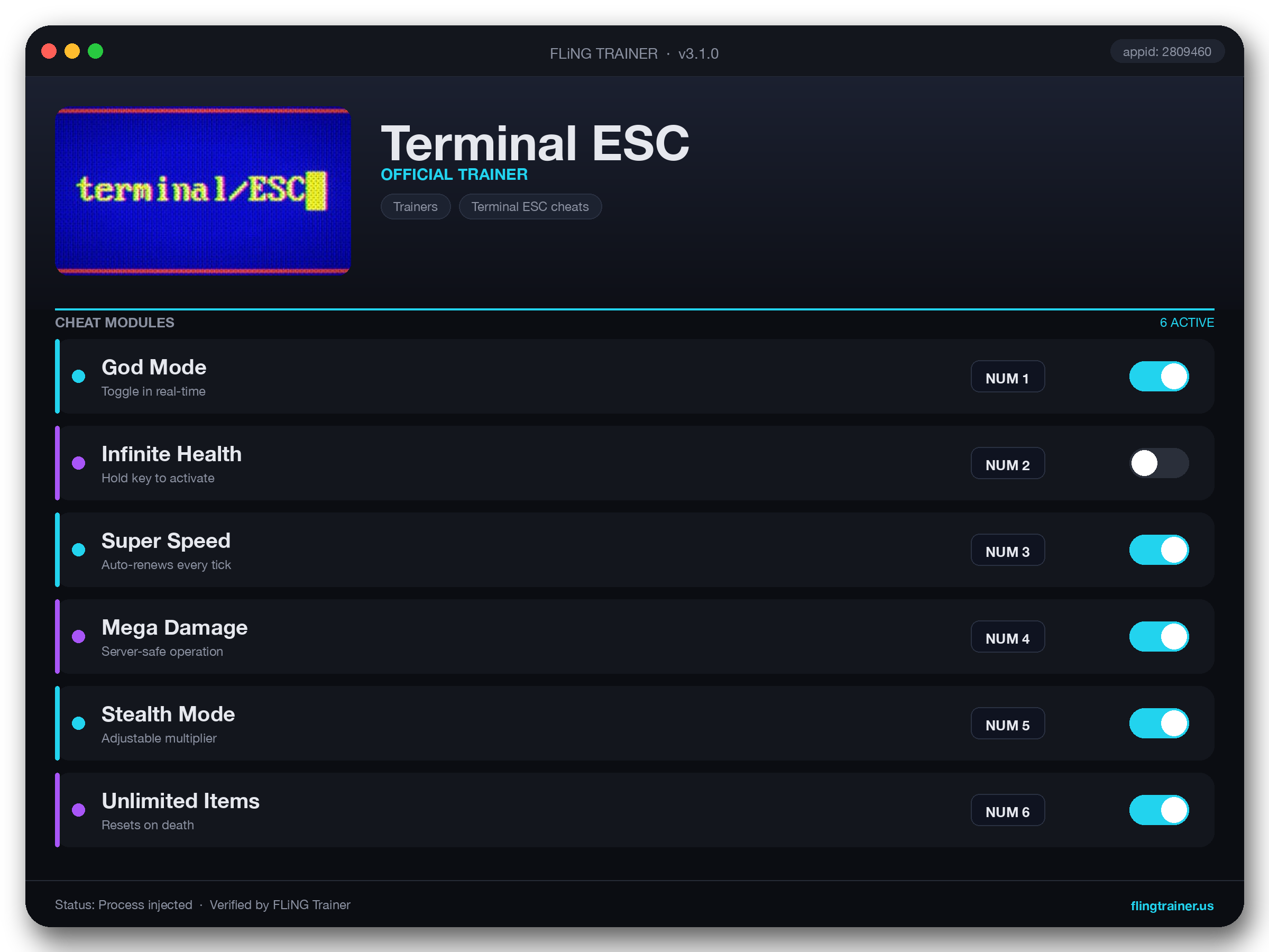 Terminal ESC Trainer interface