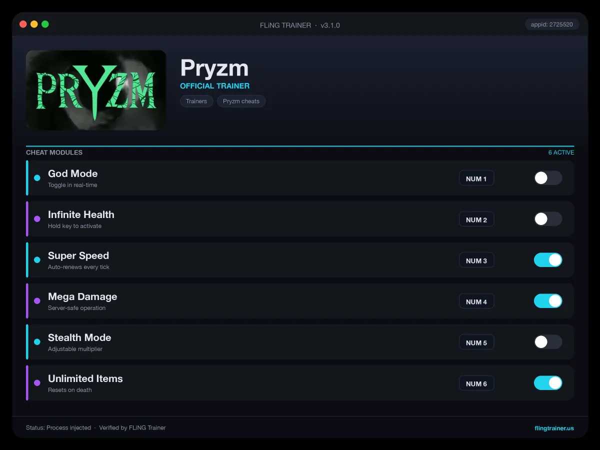 Pryzm Trainer interface