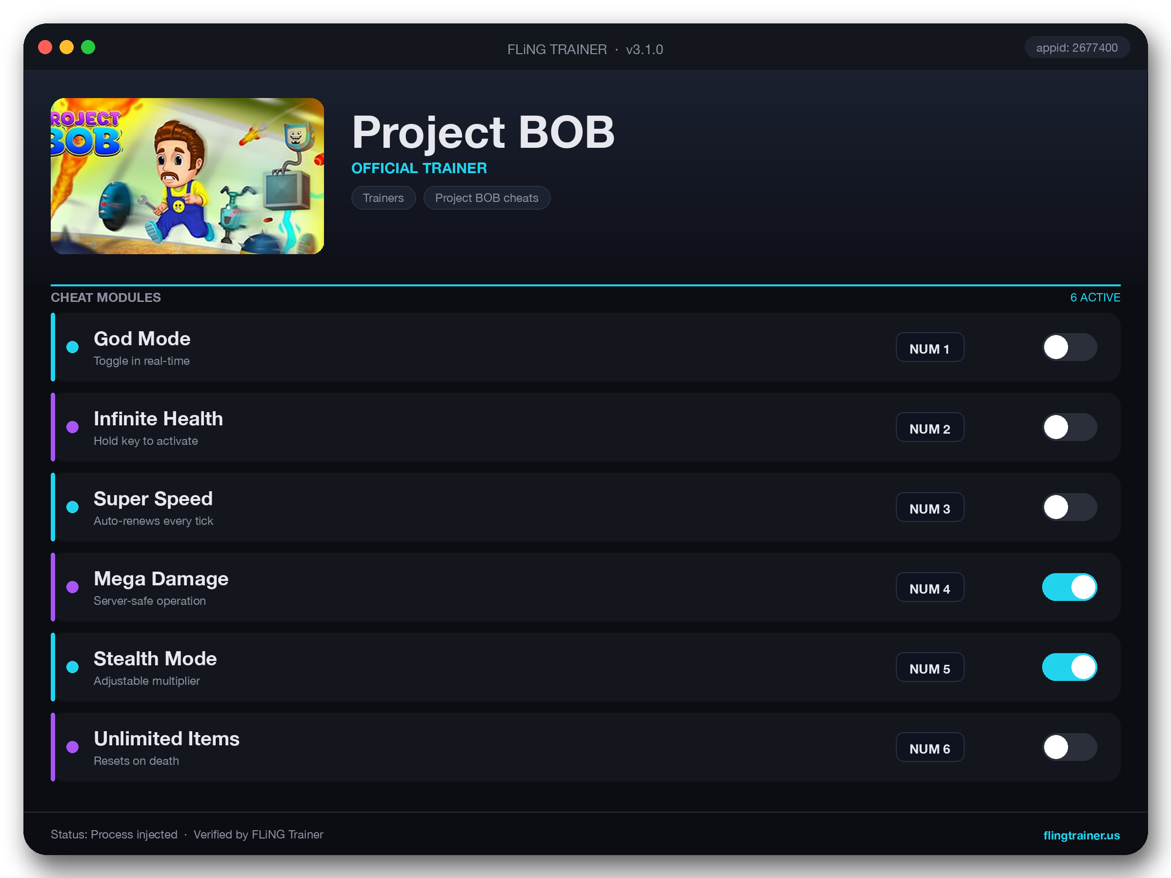 Project BOB Trainer interface