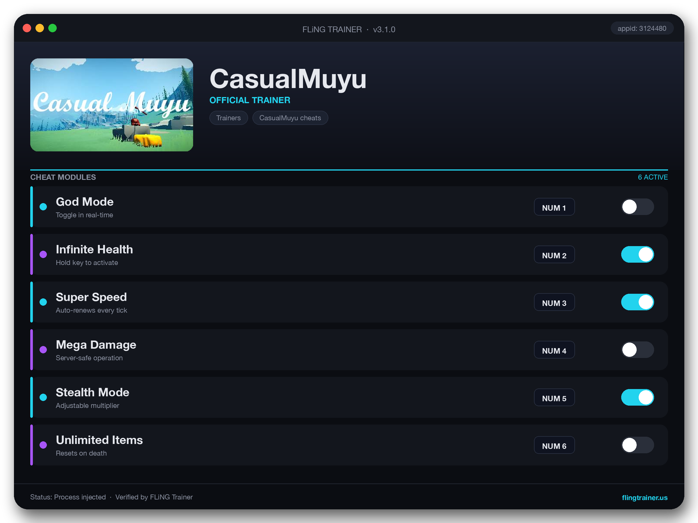 CasualMuyu Trainer interface