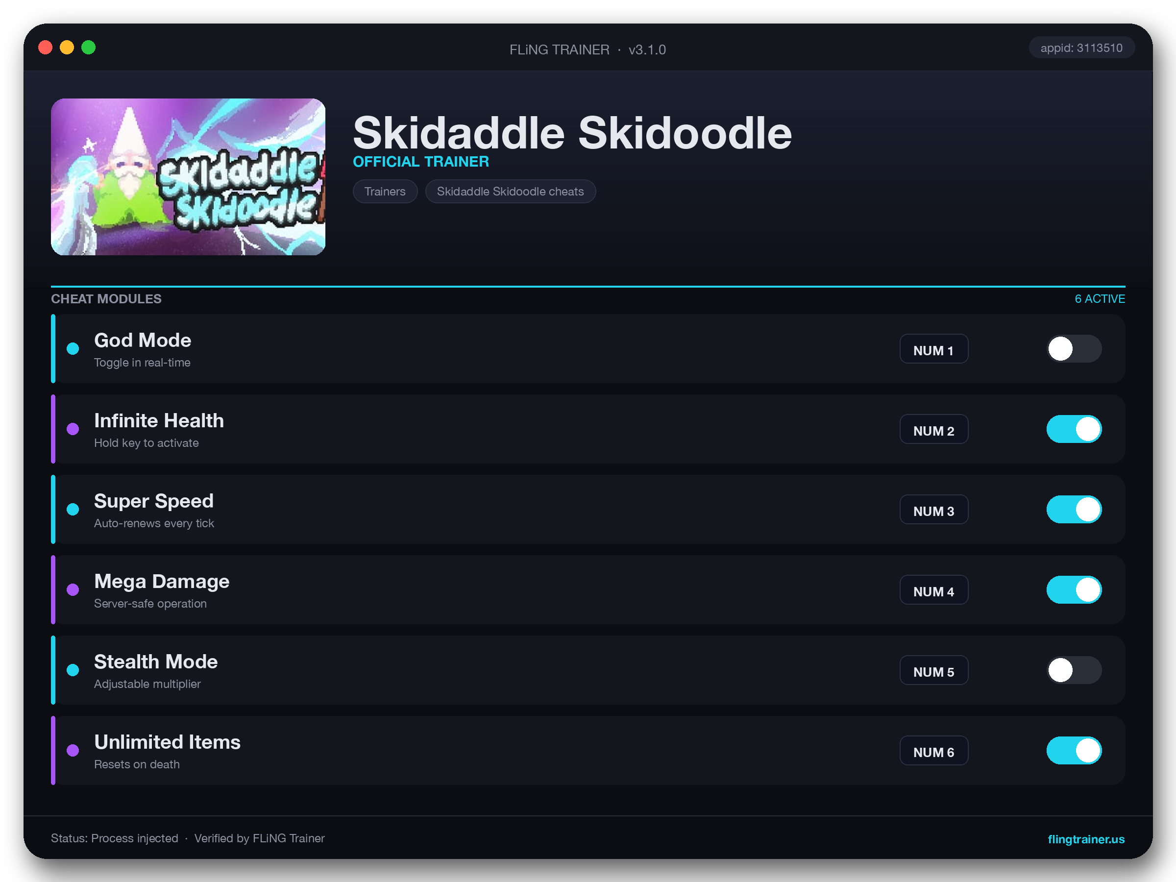Skidaddle Skidoodle Trainer interface