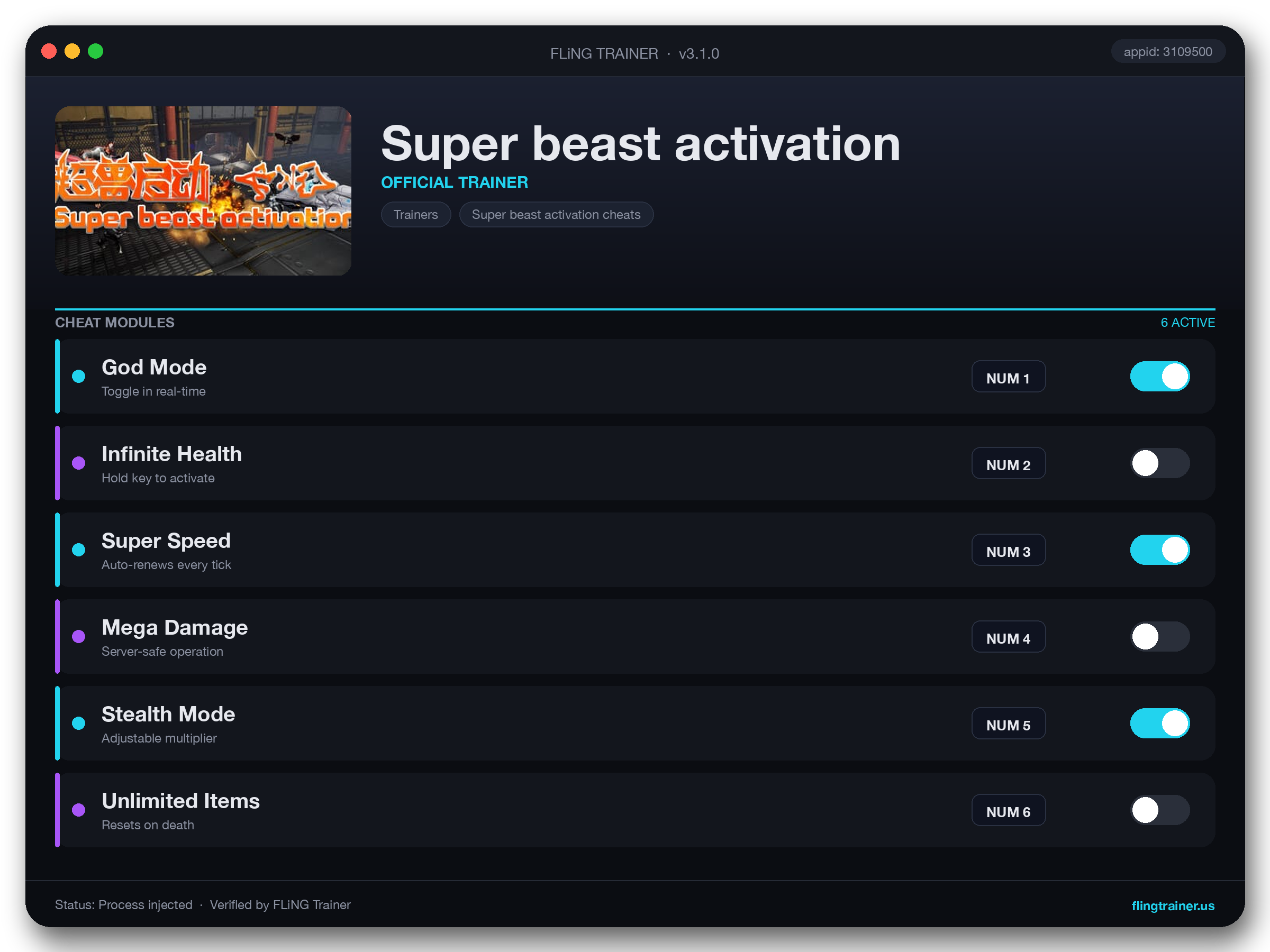 Super beast activation Trainer interface