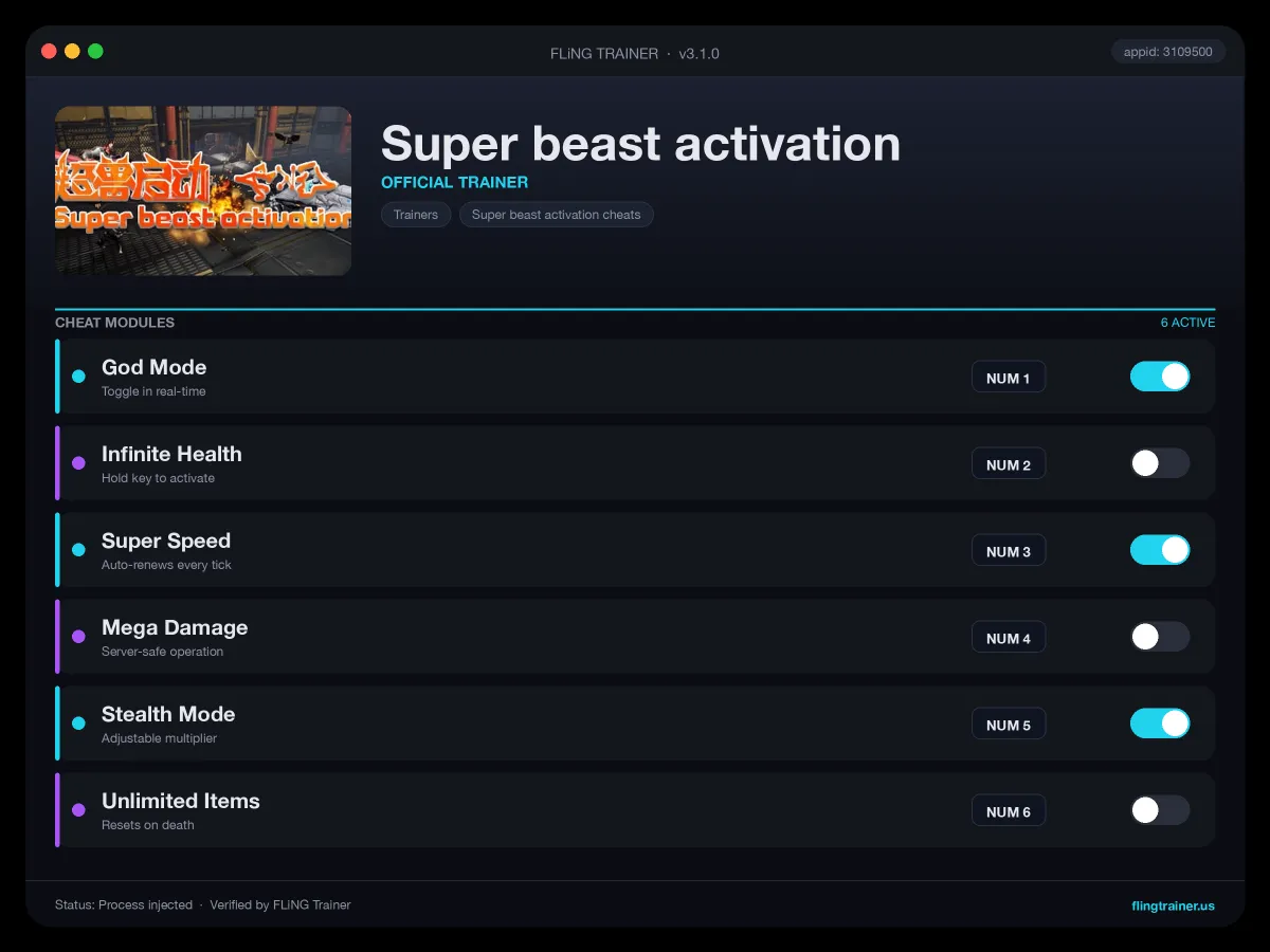 Super beast activation Trainer interface