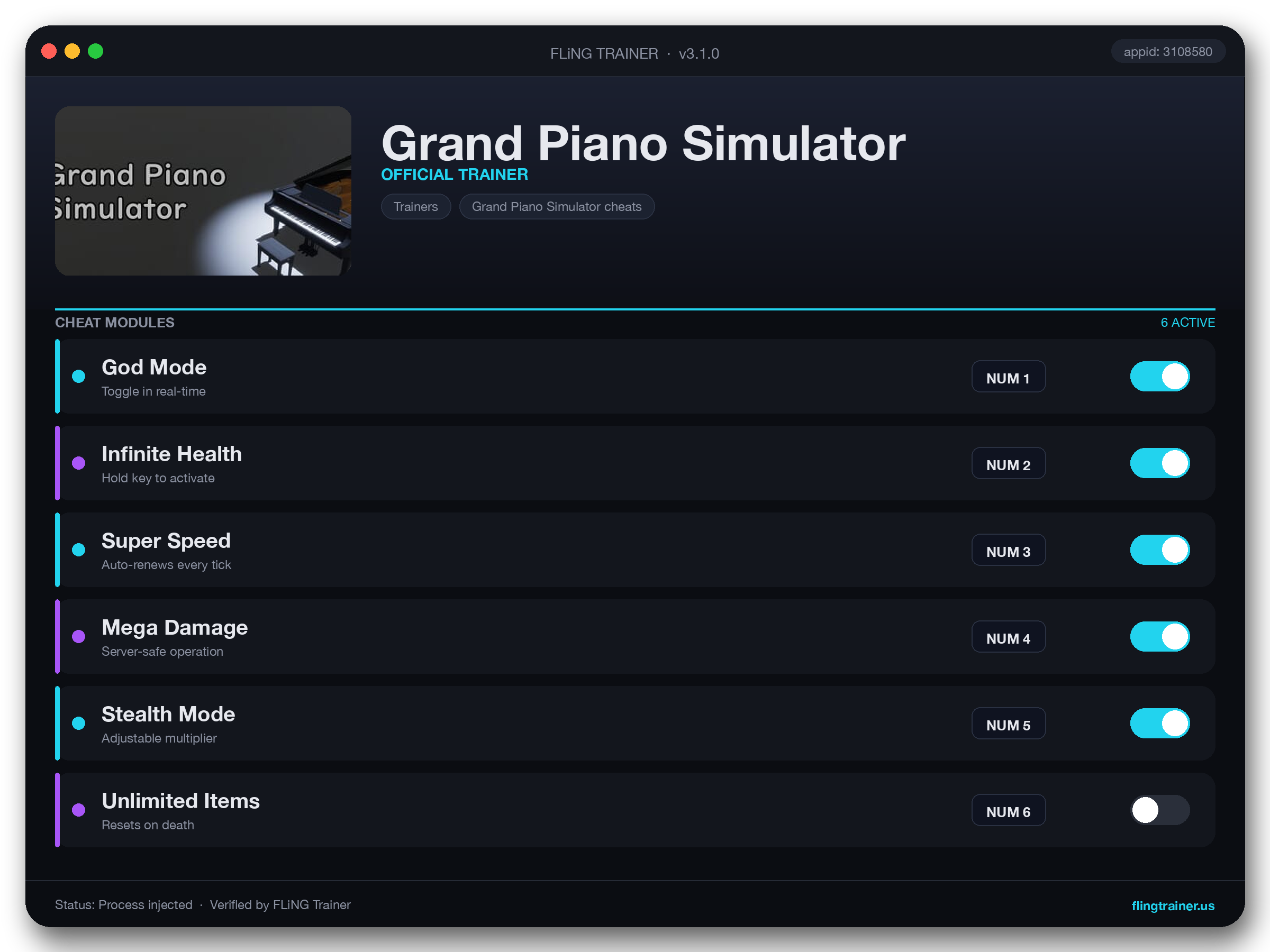 Grand Piano Simulator Trainer interface