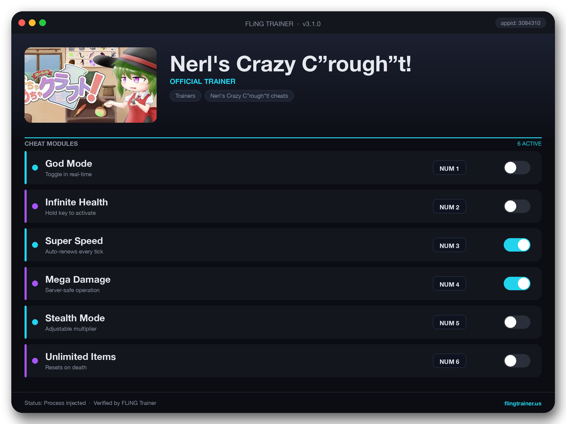 Nerl's Crazy C”rough”t! Trainer interface