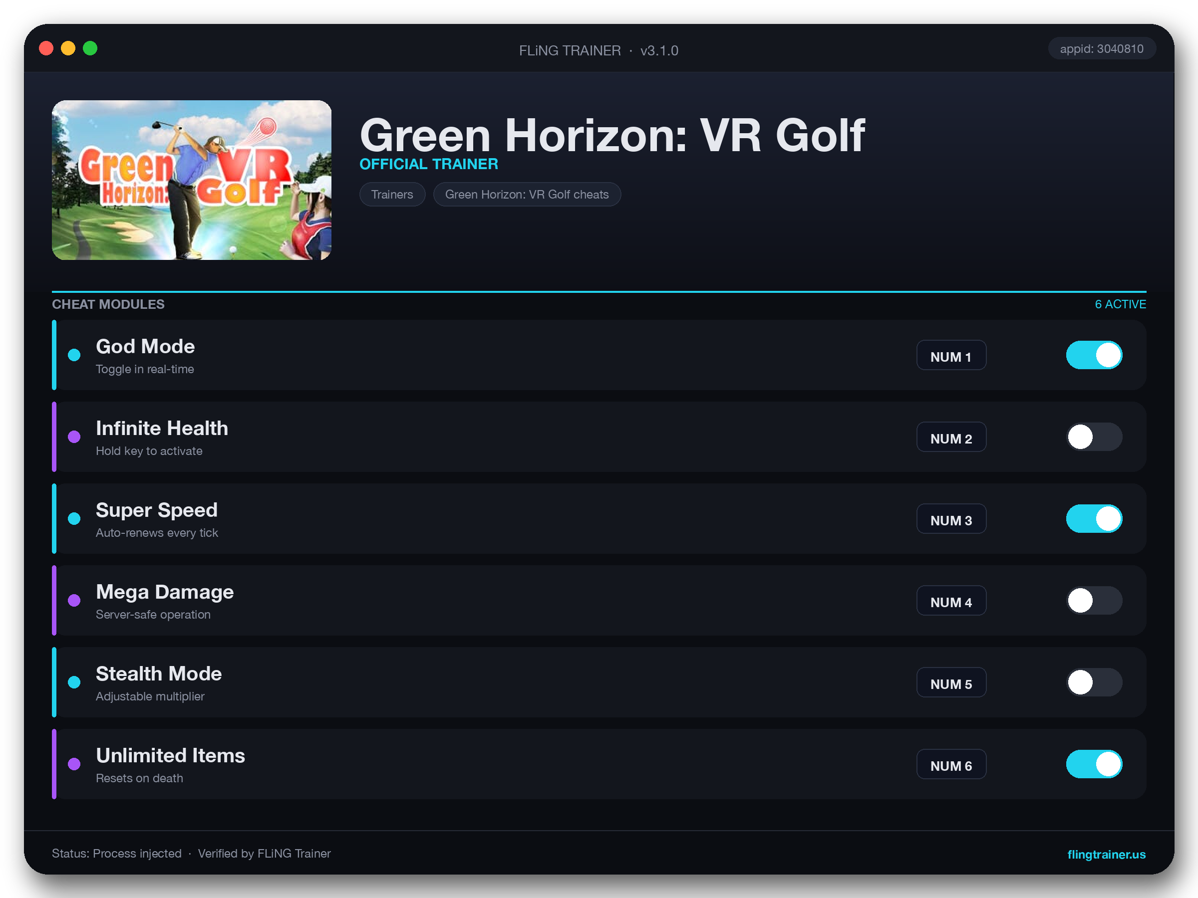 Green Horizon: VR Golf Trainer interface