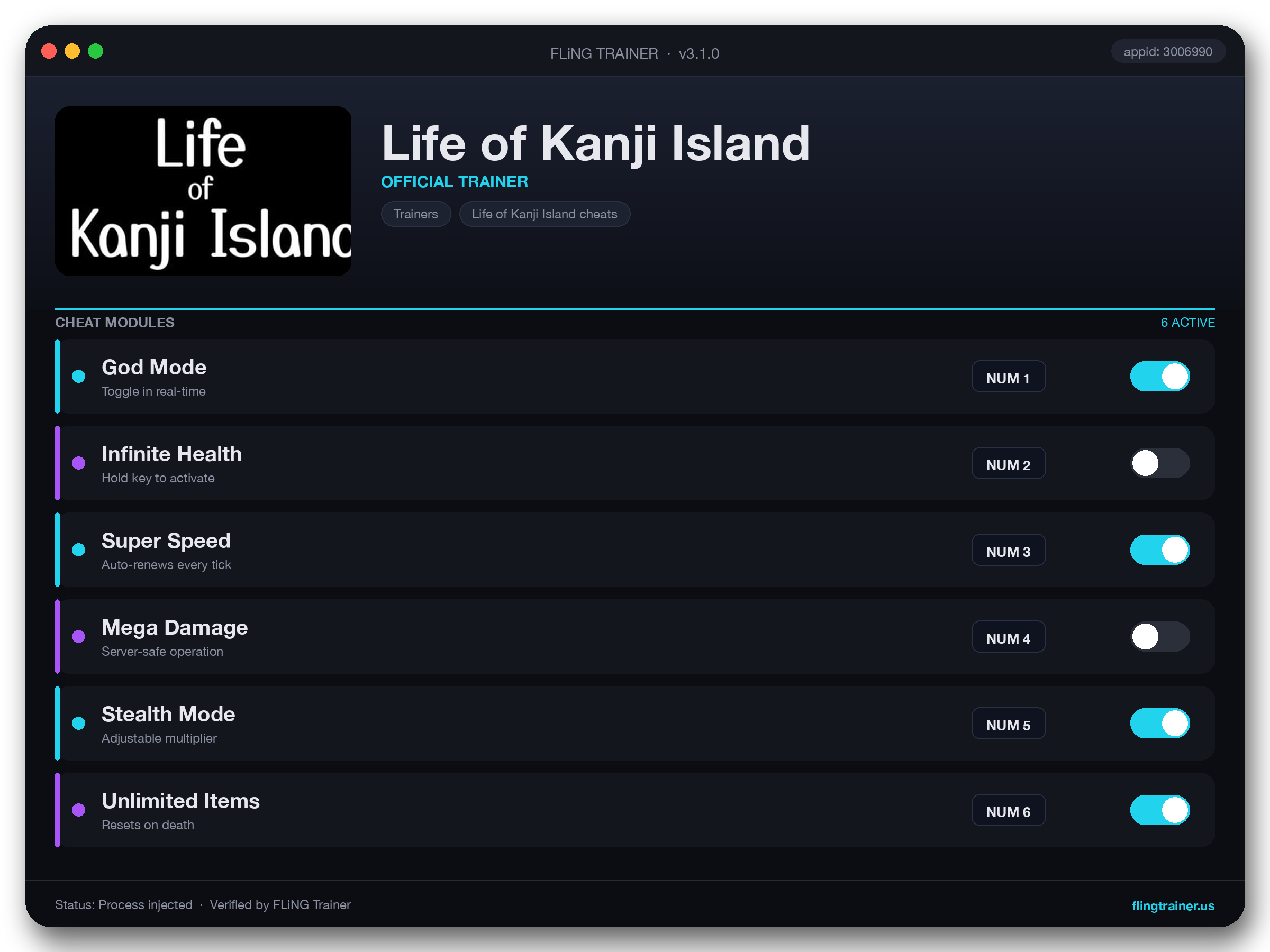Life of Kanji Island Trainer interface