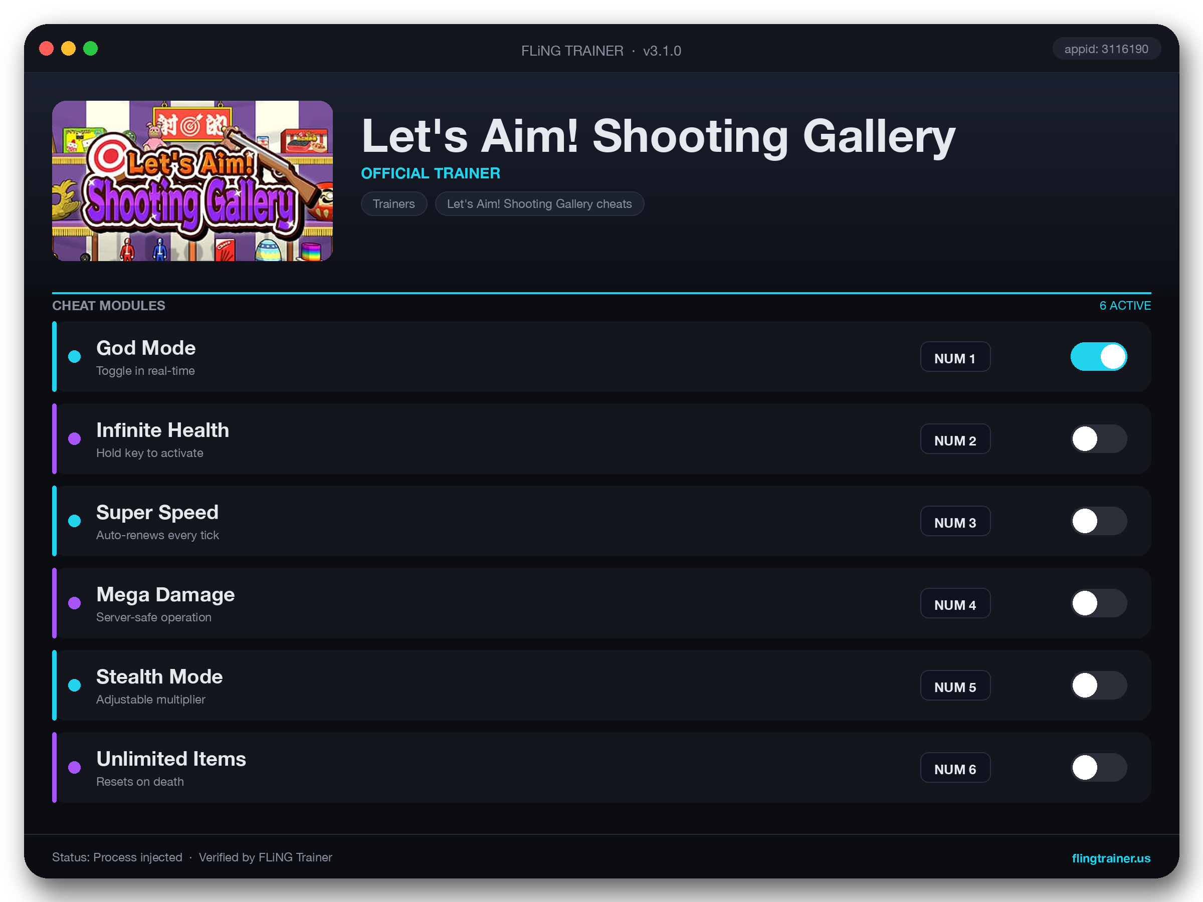 Let's Aim! Shooting Gallery Trainer interface