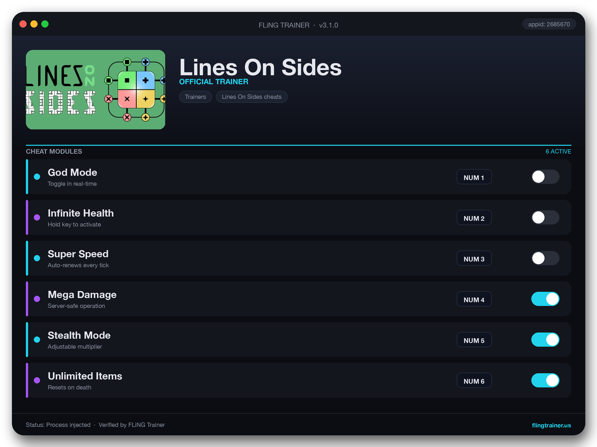 Lines On Sides Trainer interface