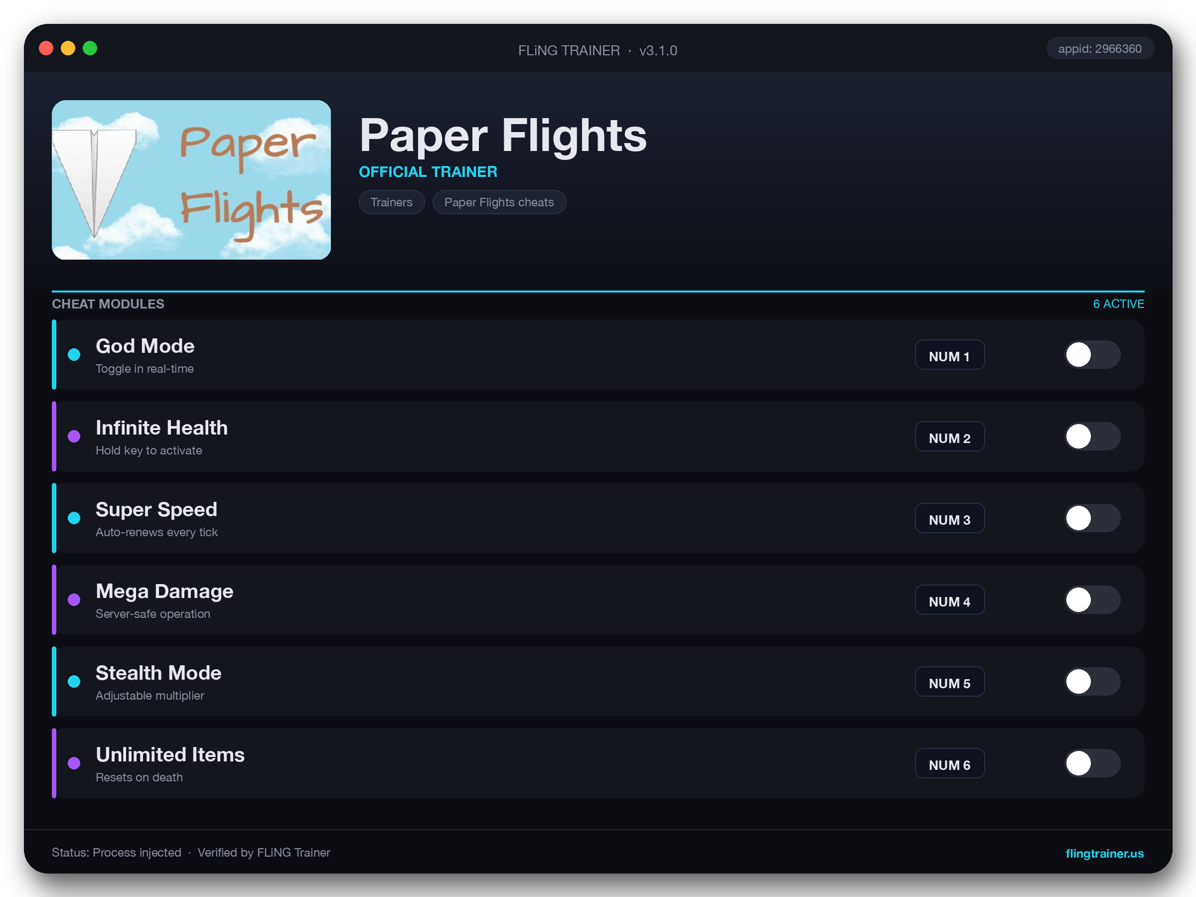 Paper Flights Trainer interface