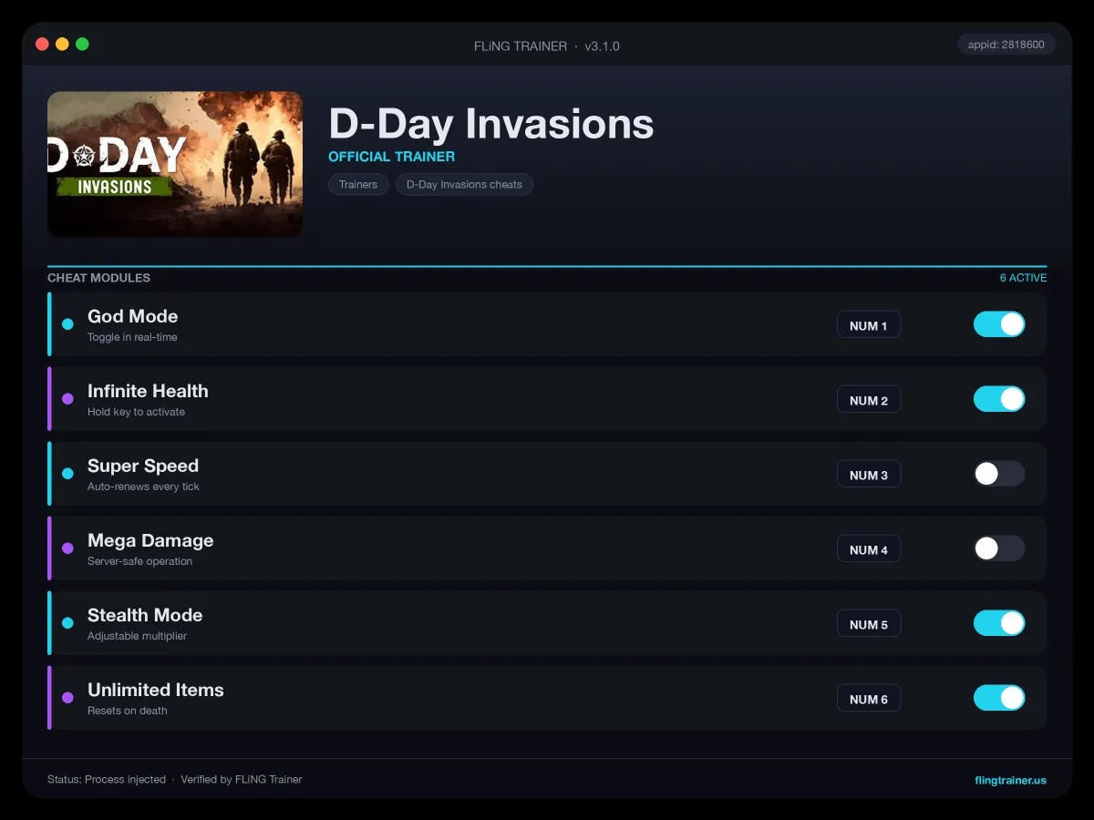 D-Day Invasions Trainer interface