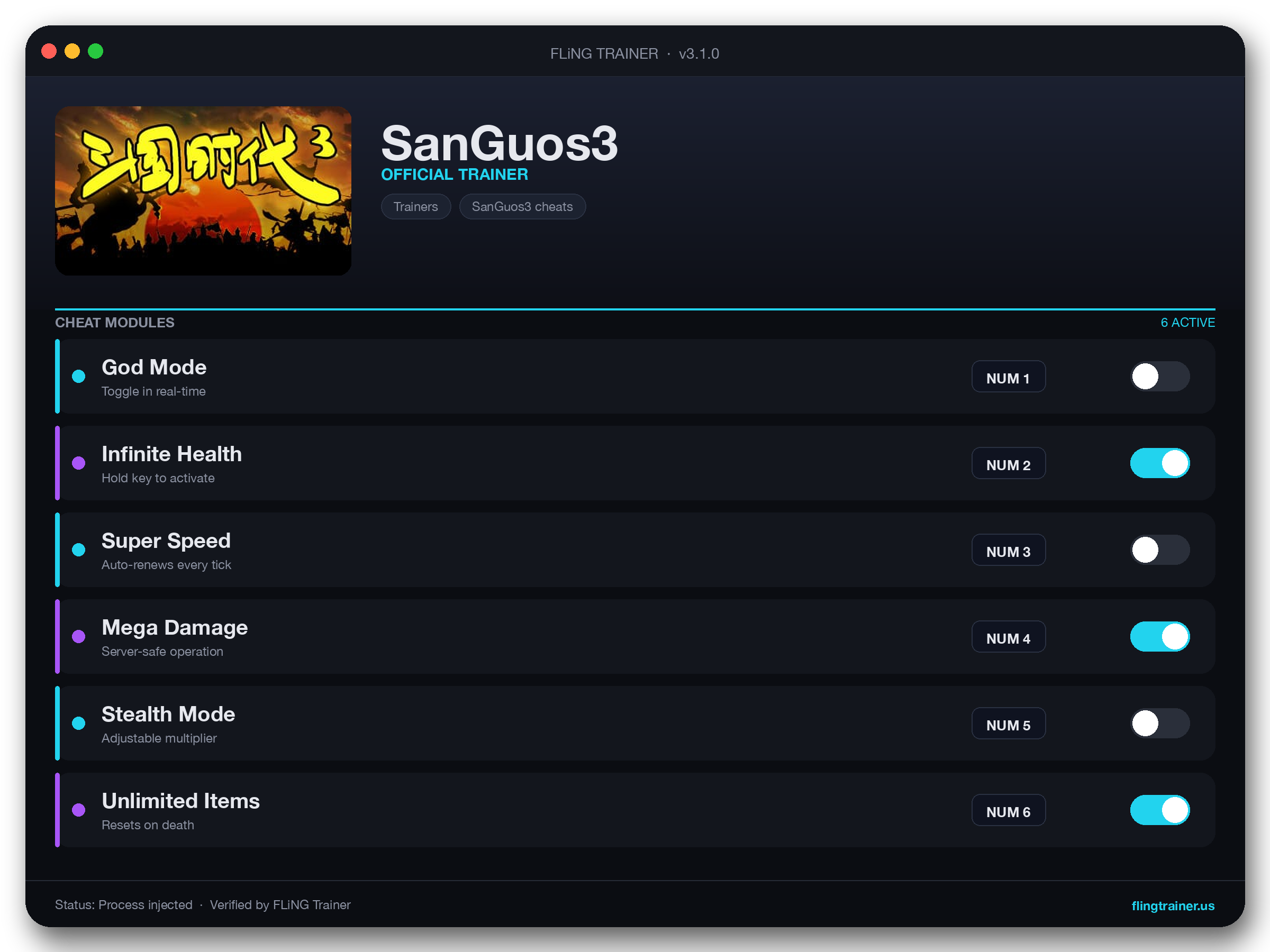 SanGuos3 Trainer interface