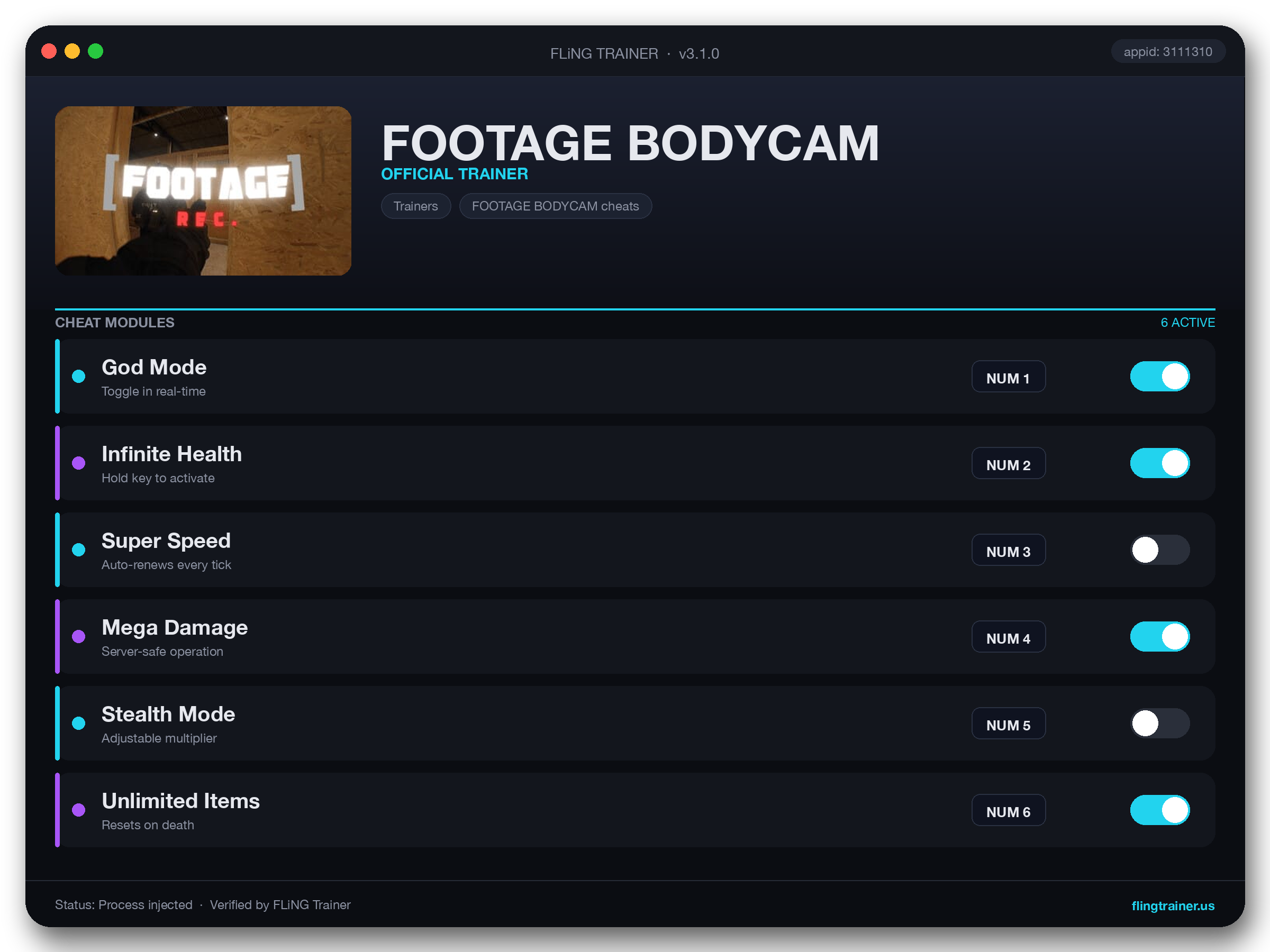 FOOTAGE BODYCAM Trainer interface